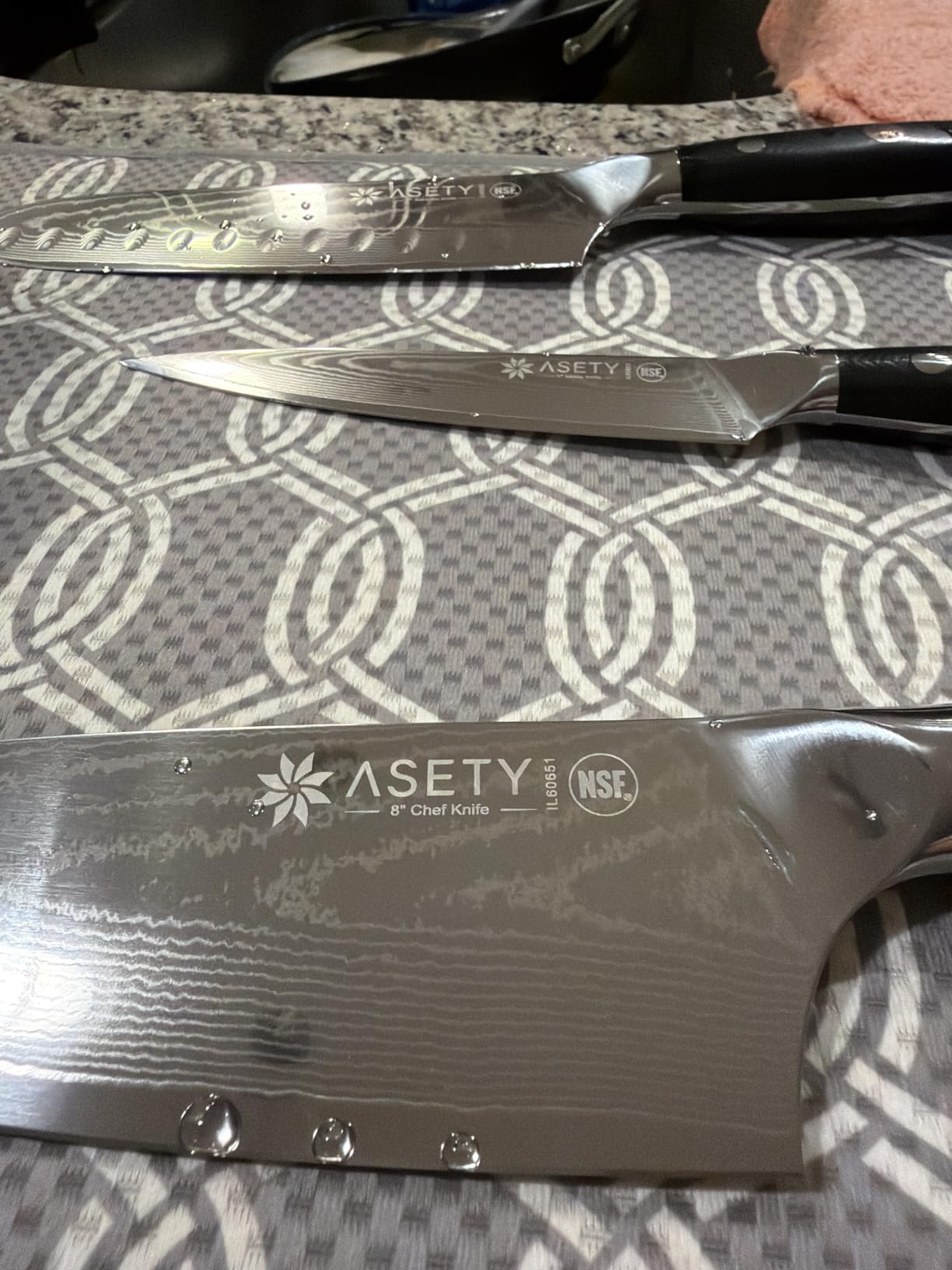 Damascus Knife Set 3 PCS: Japanese Kitchen Knives with VG10 Steel Core, Ultra-Sharp Professional Chef Knife Set, Full Tang G10 Handle, NSF Food-Safe, Elegant Box for Men Him Husband, Fathers day customer photo 1