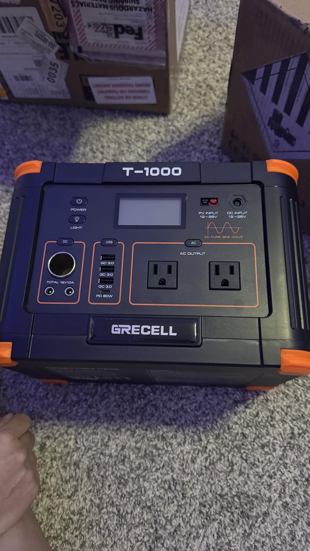 GRECELL 999Wh Solar Generator 1000W, Portable Power Station with 60W USB-C PD Output, 120V Pure Sine Wave AC Outlet Backup Lithium Battery for Outdoors Camping Travel Hunting Home (Peak 2000W) customer photo 2