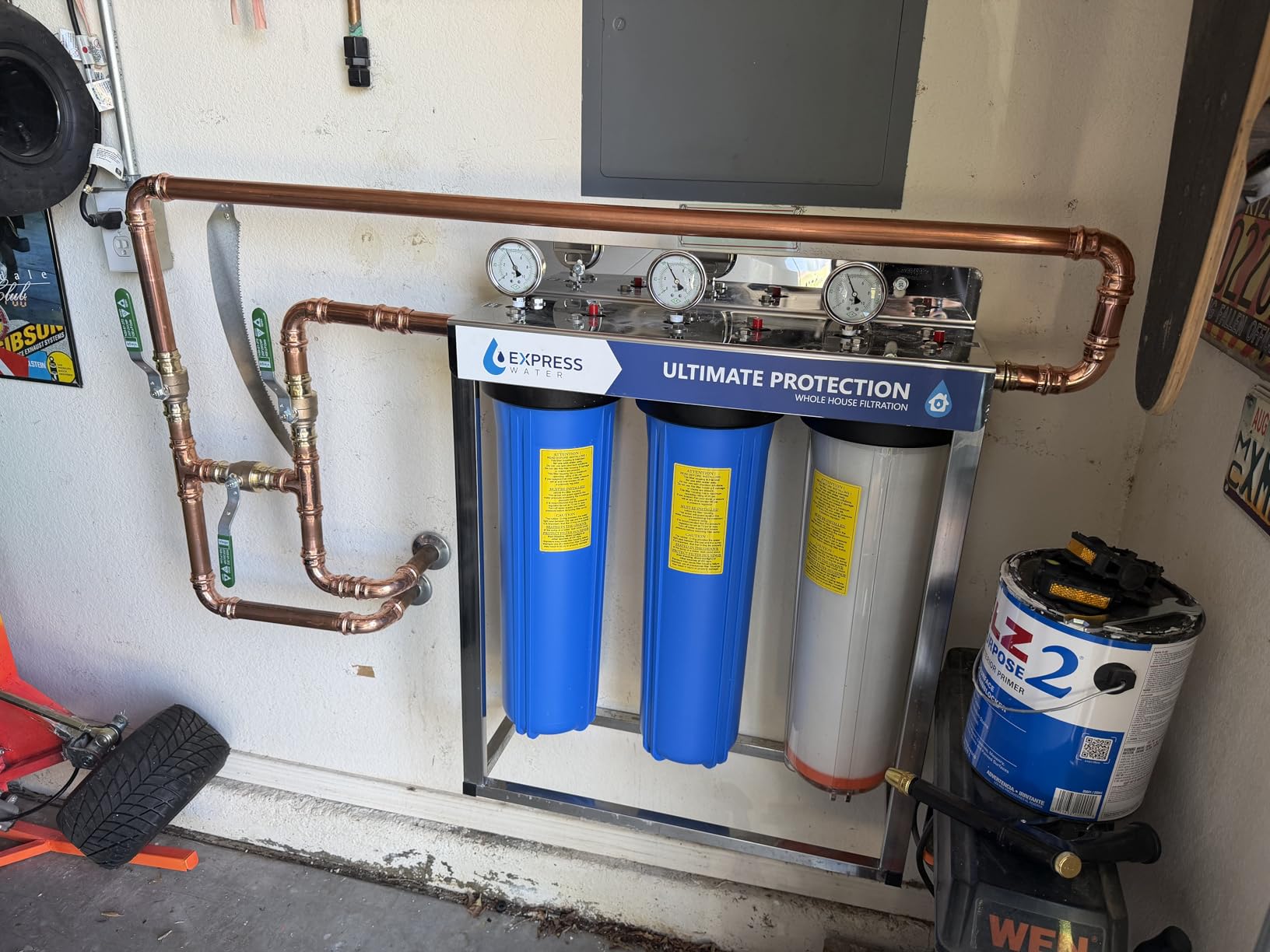 Express Water 3-Stage Whole House Water Filter System, Reduces Heavy Metals, Scale, Chloramine, Chlorine, PFAs, Lead & Arsenic, Free-standing Stainless Steel Frame & 3 Pressure Gauges customer photo 1