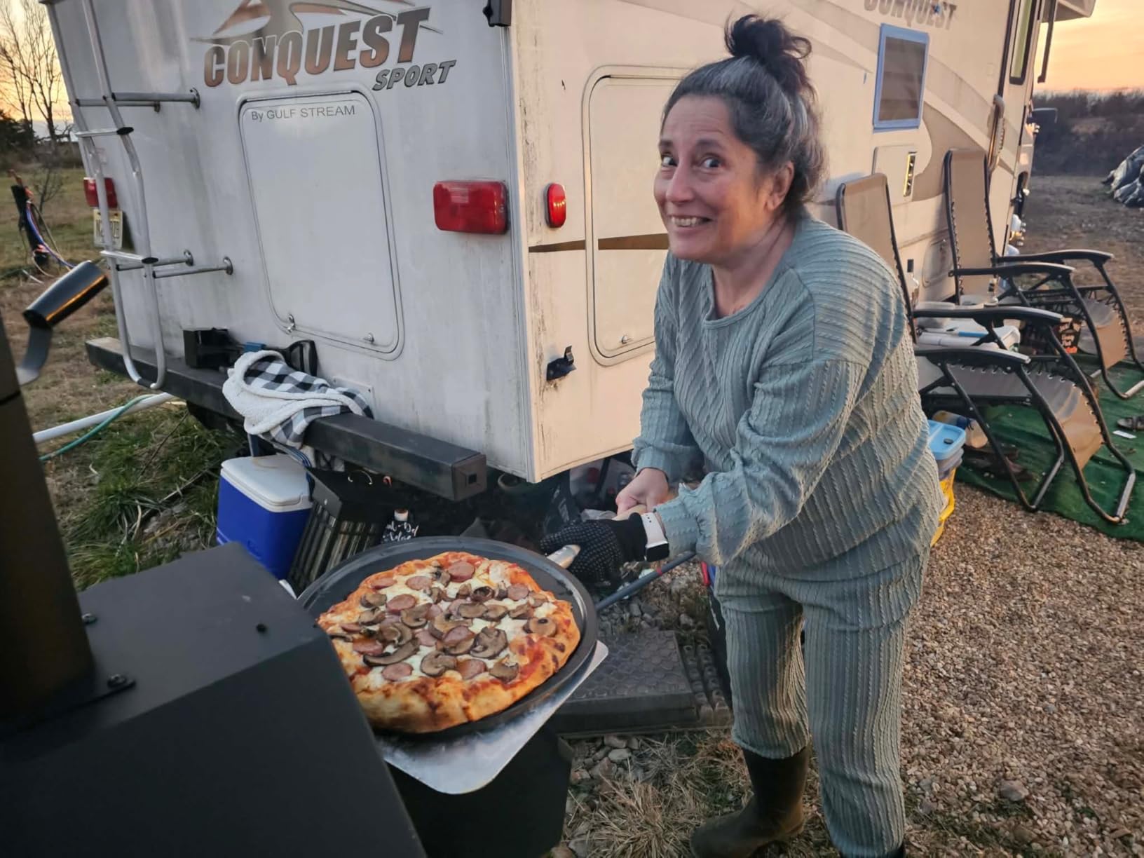 Outdoor Pizza Oven, Wood Fired for Outside, Patio Maker With Stone, Peel, Grill Rack, and Waterproof Cover for Backyard Camping customer photo 2