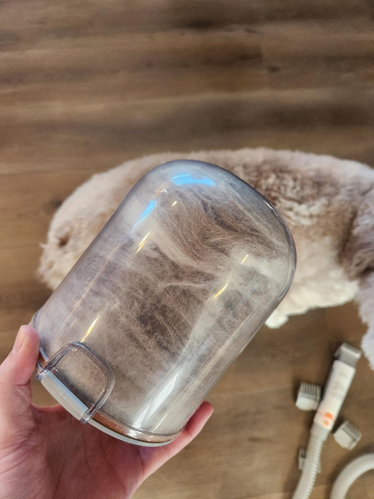 Afloia 6-in-1 Dog Grooming Kit, Pet Grooming Vacuum for Shedding, Dog Hair Vacuum with Clipper Nail Trimmer Grinder, Pet Brush Groomer at Home, Low Noise Cats Hair Remover, 1.5L Dust Cup, White customer photo 2