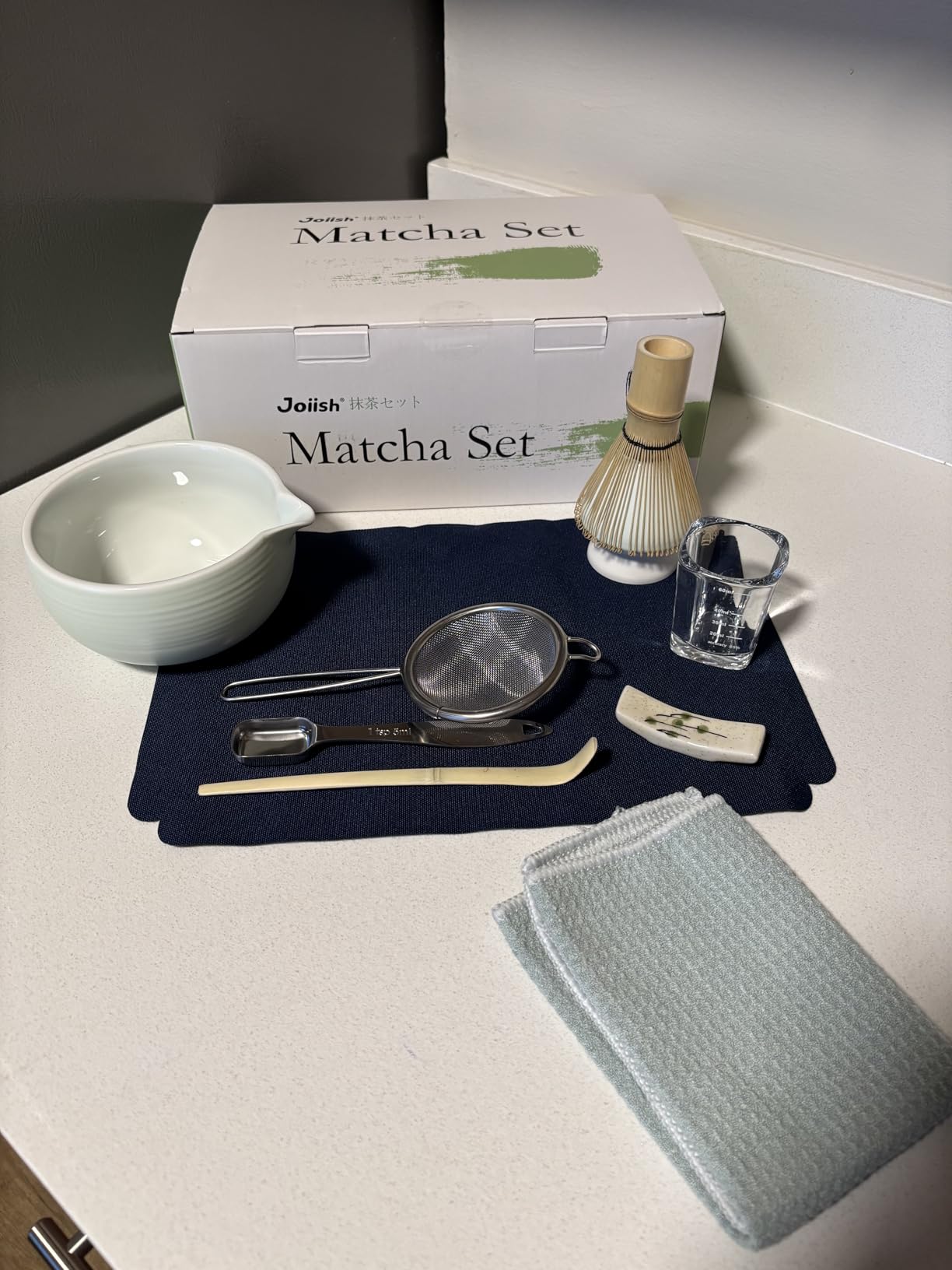 Joiish Matcha Whisk Set, Matcha Kit 10-Pcs, Bamboo Whisk and Ceramic Bowl with Spout & Measuring Spoon & Cup, Japanese Ceremony Matcha Tea Powder Making Tools, Light Green customer photo 2