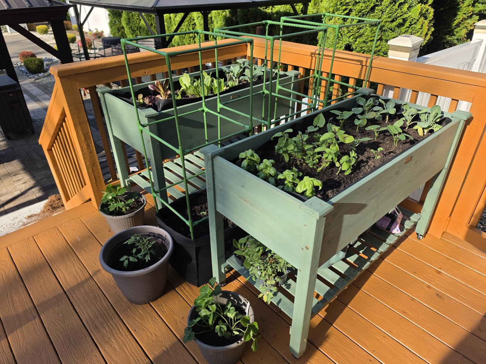 Best Choice Products Raised Garden Bed 48x24x32-inch Mobile Elevated Wood Planter w/Lockable Wheels, Storage Shelf, Protective Liner - Gray customer photo 1