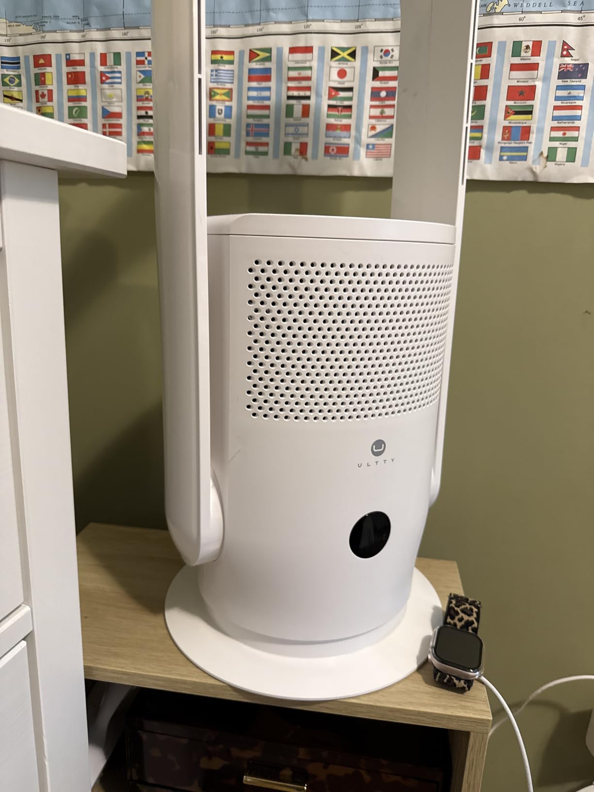ULTTY Bladeless Tower Fan and Air Purifier Combo, Quiet Oscillating Fan with Remote & Touch Control, 9 Speeds, 8H Timer, HEPA Air Filter, Safe Floor Fan for Bedroom Home Office Black customer photo 1