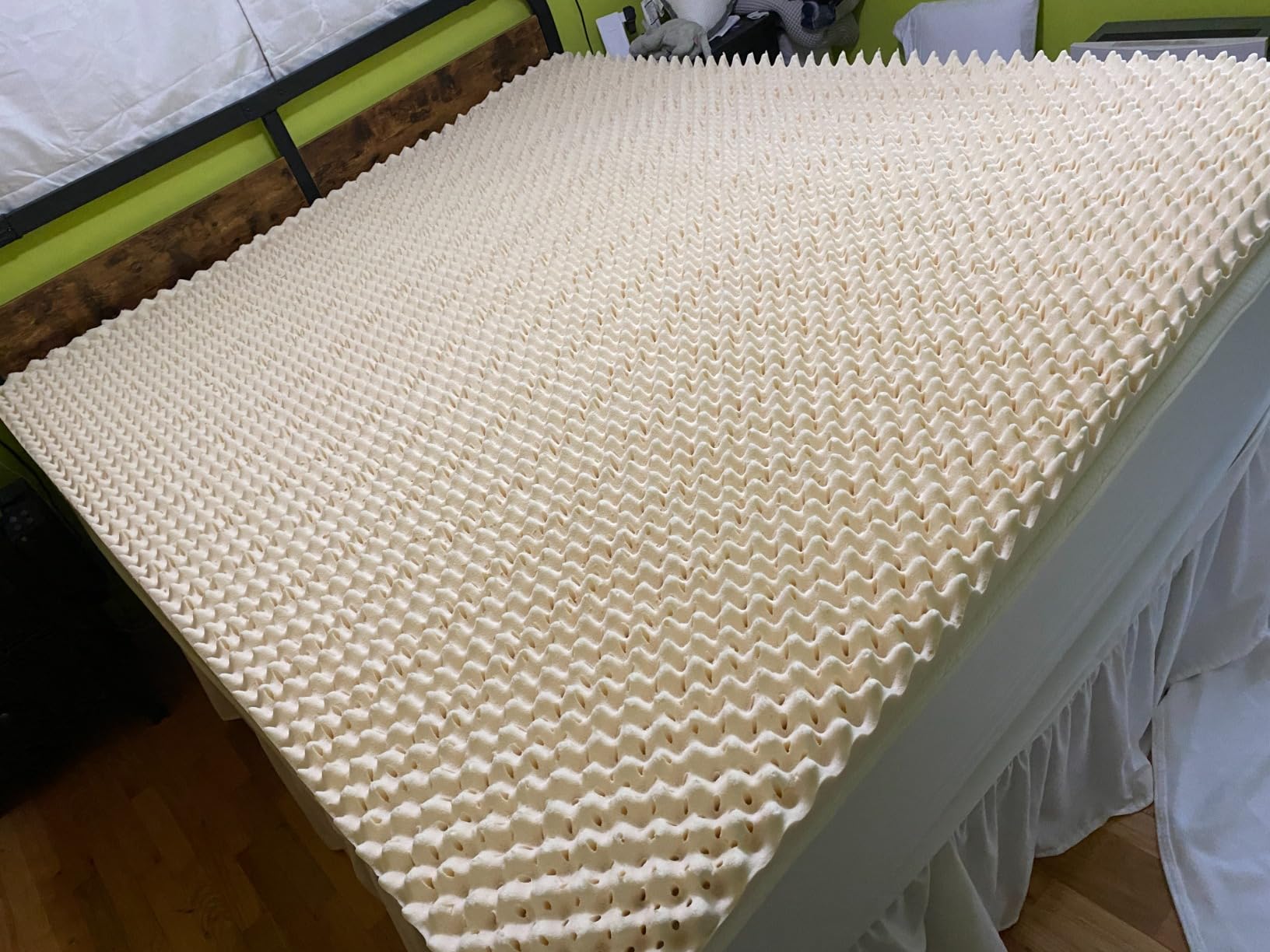 Green Natural Organic Egg Crate Latex Mattress Topper Queen Size - Soft Plush Pillow Top - GOLS Certified Organic Convoluted Latex Foam - Pressure Point Back Pain Relief Sleeps Cool Breathable Bed Pad customer photo 1