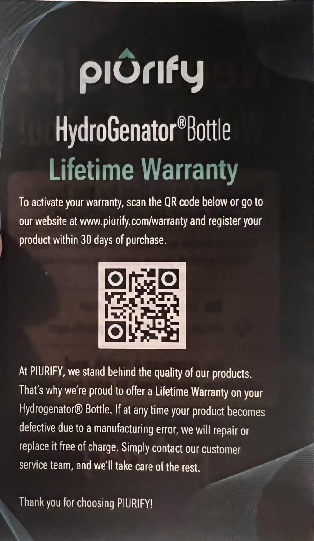 PIURIFY Hydrogen Water Bottle Generator - Up to 4100+ PPB in 10 Minutes | Molecular Hydrogen with SPE/PEM Technology | Certified H2 Generator | Rechargeable | Extended Warranty | 10 oz (Black) customer photo 1