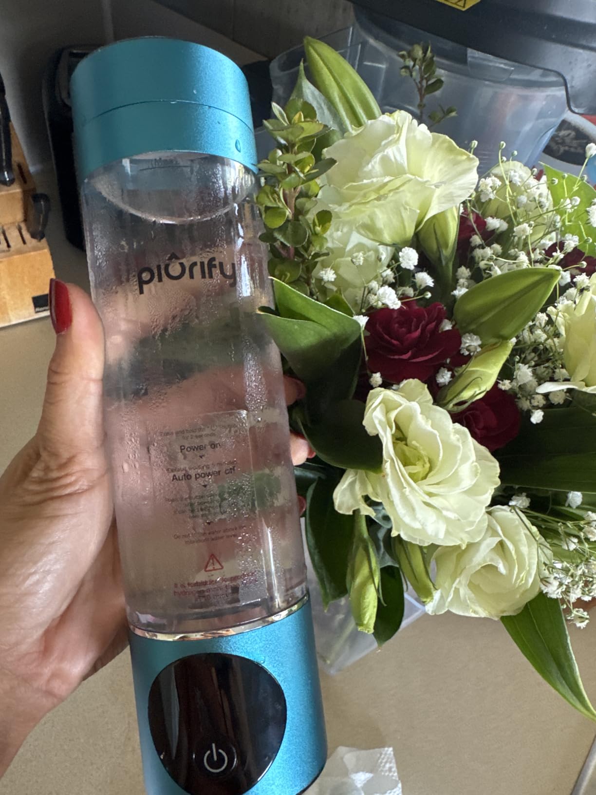 PIURIFY Hydrogen Water Bottle Generator - Up to 4100+ PPB Molecular Hydrogen Infusion - SPE/PEM Technology - Certified H2 Generator - Rechargeable - Extended Warranty - 10 oz (Turquoise) customer photo 1