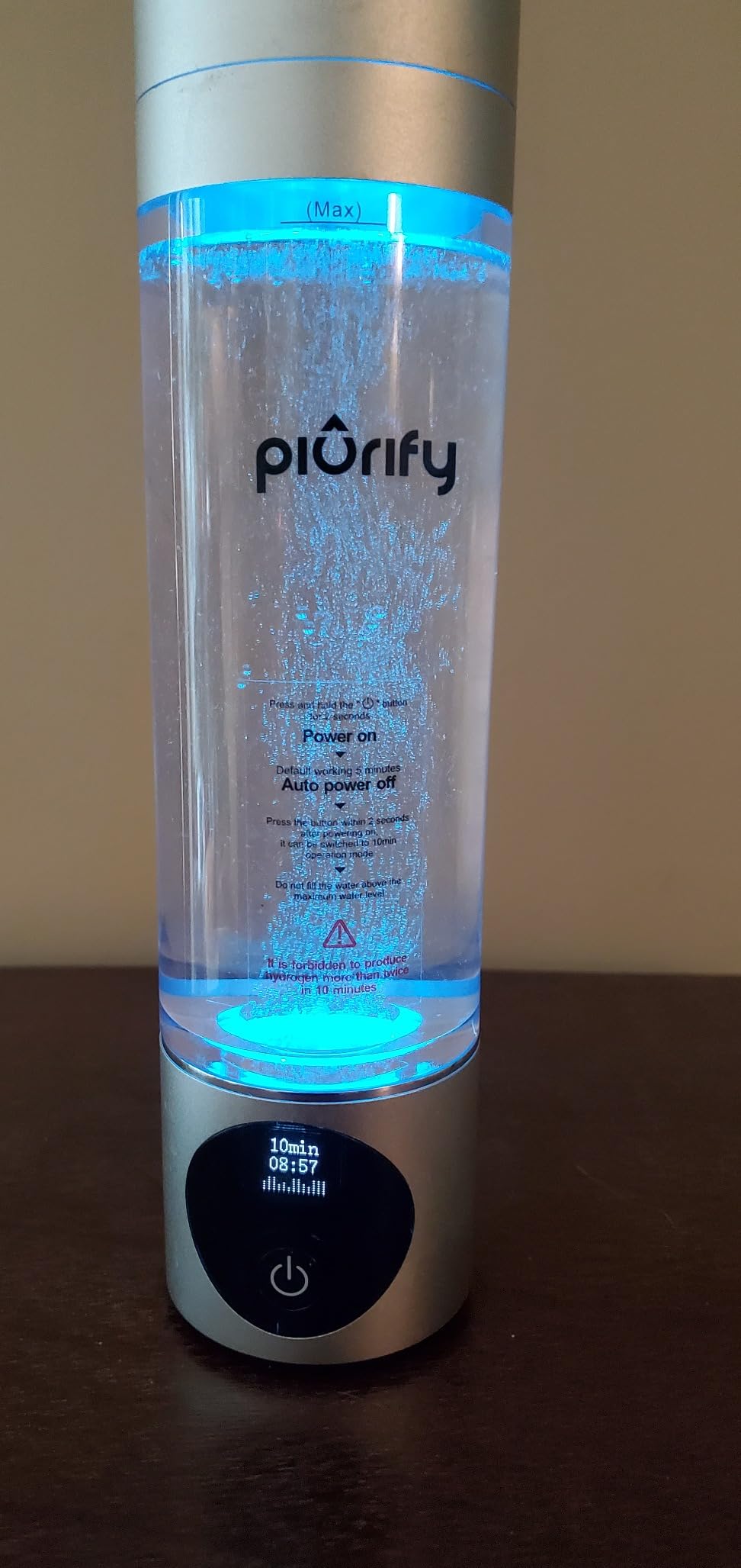 PIURIFY Hydrogen Water Bottle Generator - Up to 4100+ PPB Molecular Hydrogen Infusion - SPE/PEM Technology - Certified H2 Generator - Rechargeable - Extended Warranty - 10 oz (Turquoise) customer photo 2
