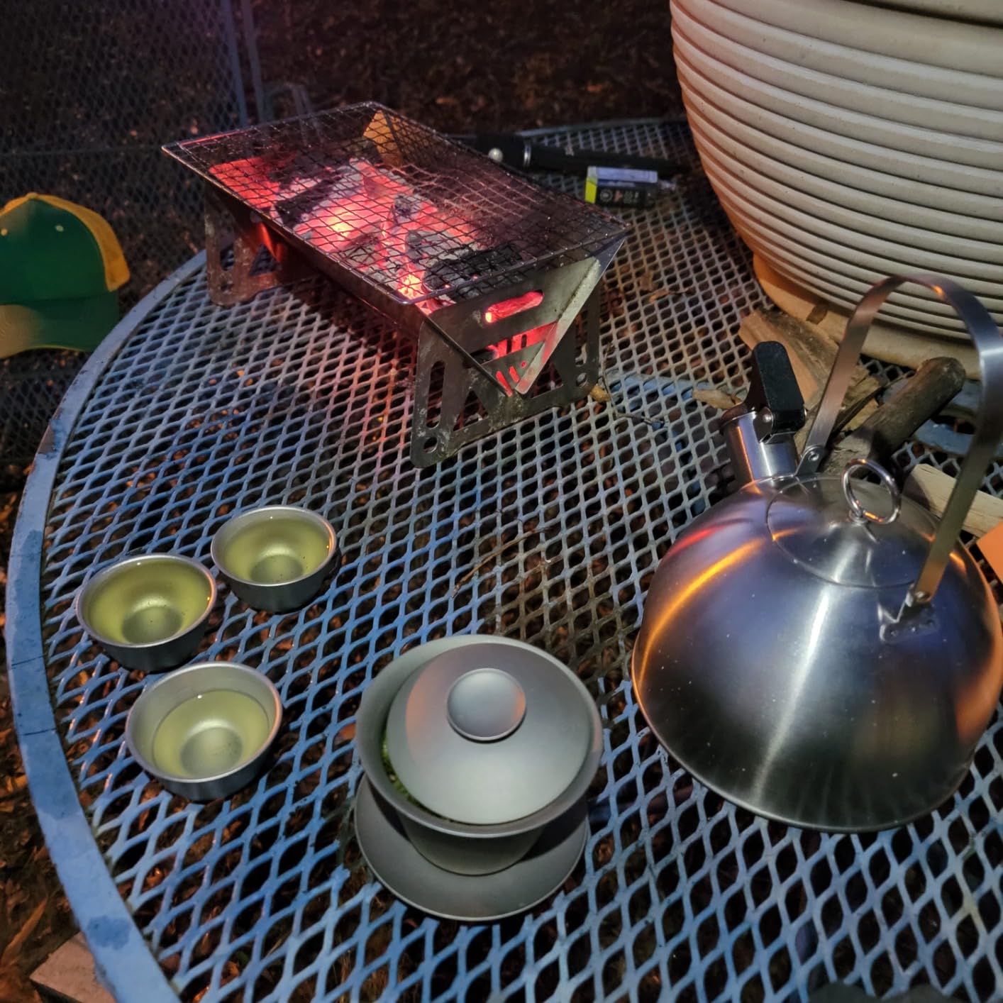 iBasingo 200ML Titanium Gaiwan Kung Fu Teacup with Lid and Saucer Set Lightweight Portable Chinese Traditional Gaiwan Tea Bowl with Cover 3 35ml Teacups Outdoor Camping Tea Set Ti3124D customer photo 1