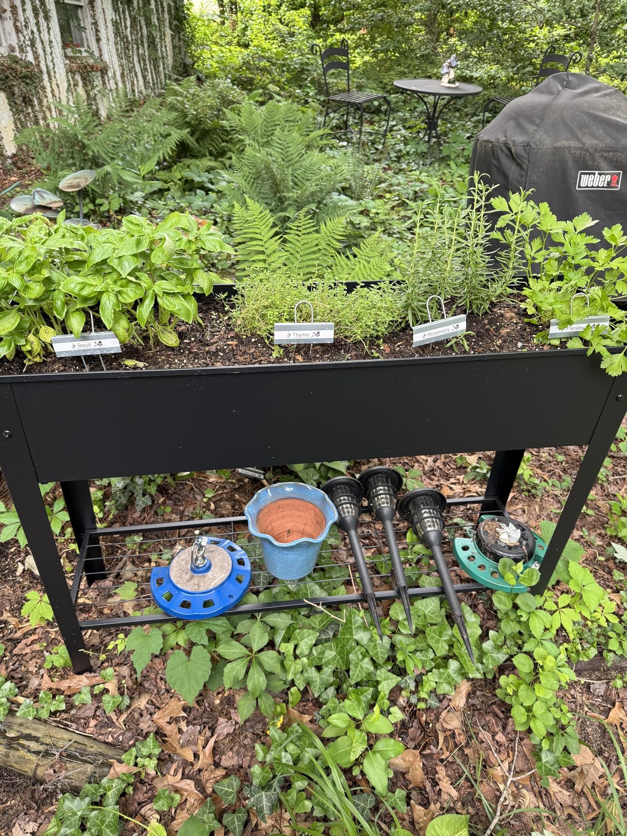 Raised Garden Bed, Elevated Planter Black Metal Plant Box with Legs Standing Garden Stand Drainage Holes Black customer photo 1