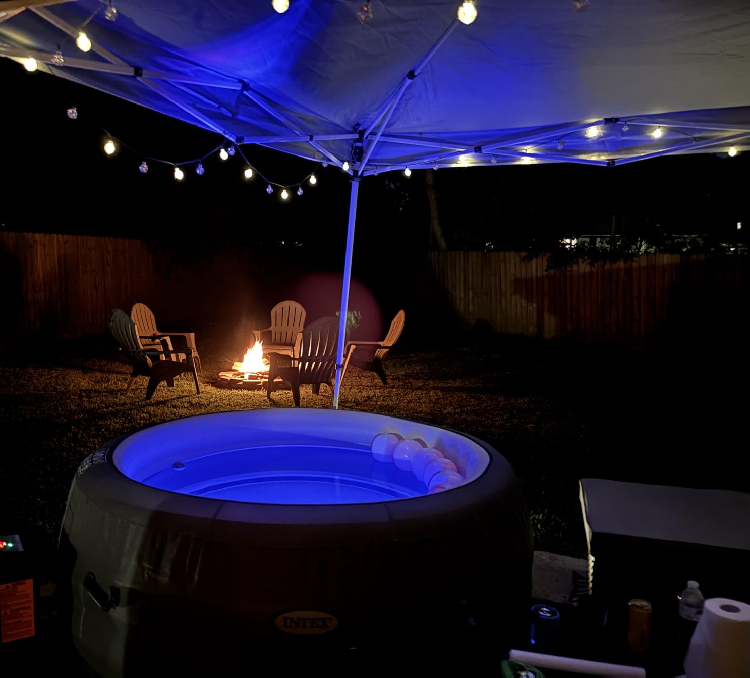 INTEX SimpleSpa 4 Person Round Inflatable Hot Tub, Bubble Massage Spa Set with Insulated Cover, Thermal Ground Cloth, & Chemical Dispenser, 77 in x 26 in customer photo 2