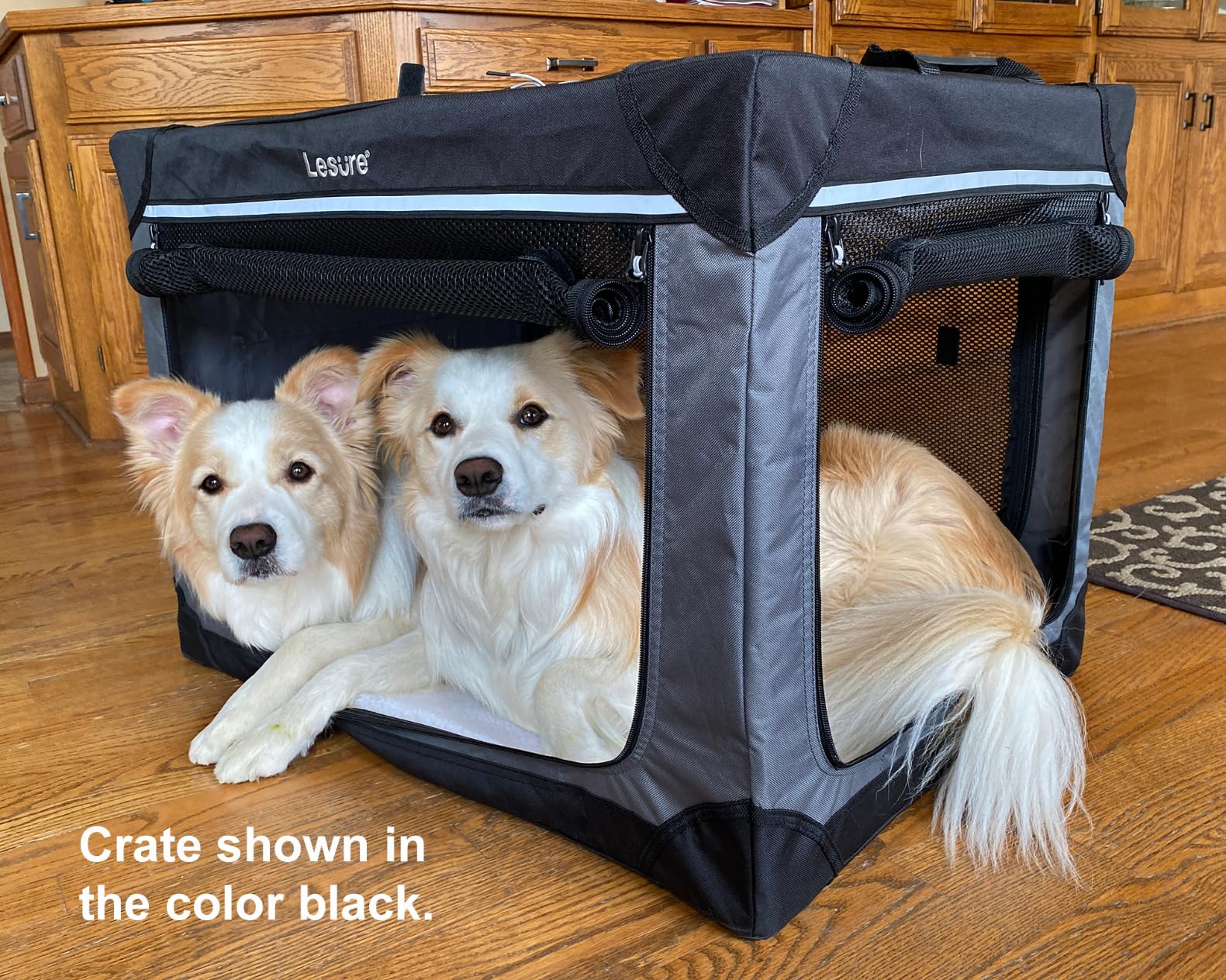 Lesure Shown on TODAY SHOW Soft Collapsible Dog Crate - 36 Inch Portable Travel Crate for Large Dogs Indoor & Outdoor, 4-Door Foldable Pet Kennel with Mesh Windows, Black customer photo 1