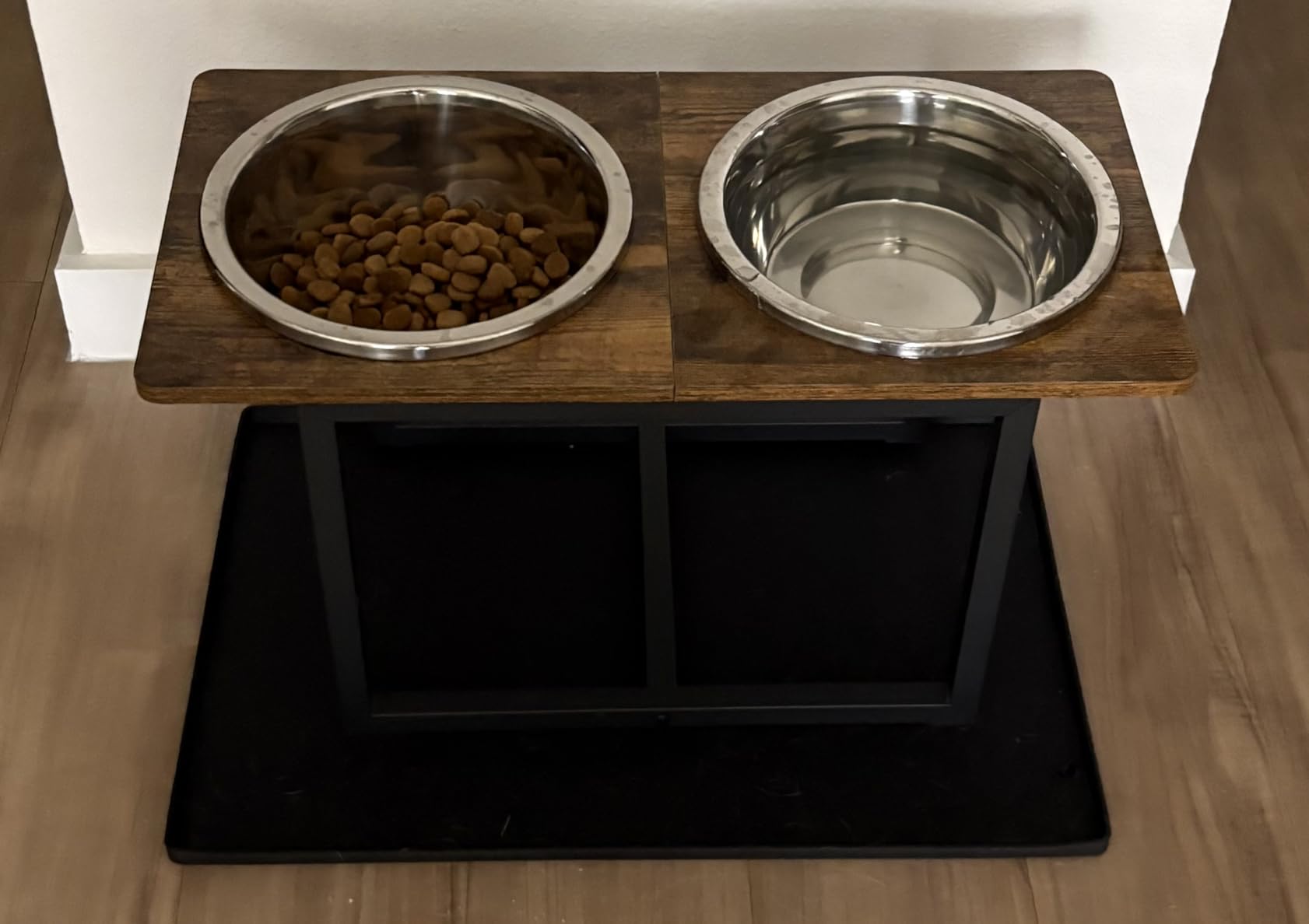 Elevated Dog Bowls for Large Dogs, Raised Dog Bowl Stand with Two X-Large Stainless Steel Bowls for Dogs, 3.5L Capacity, Rustic Brown customer photo 1