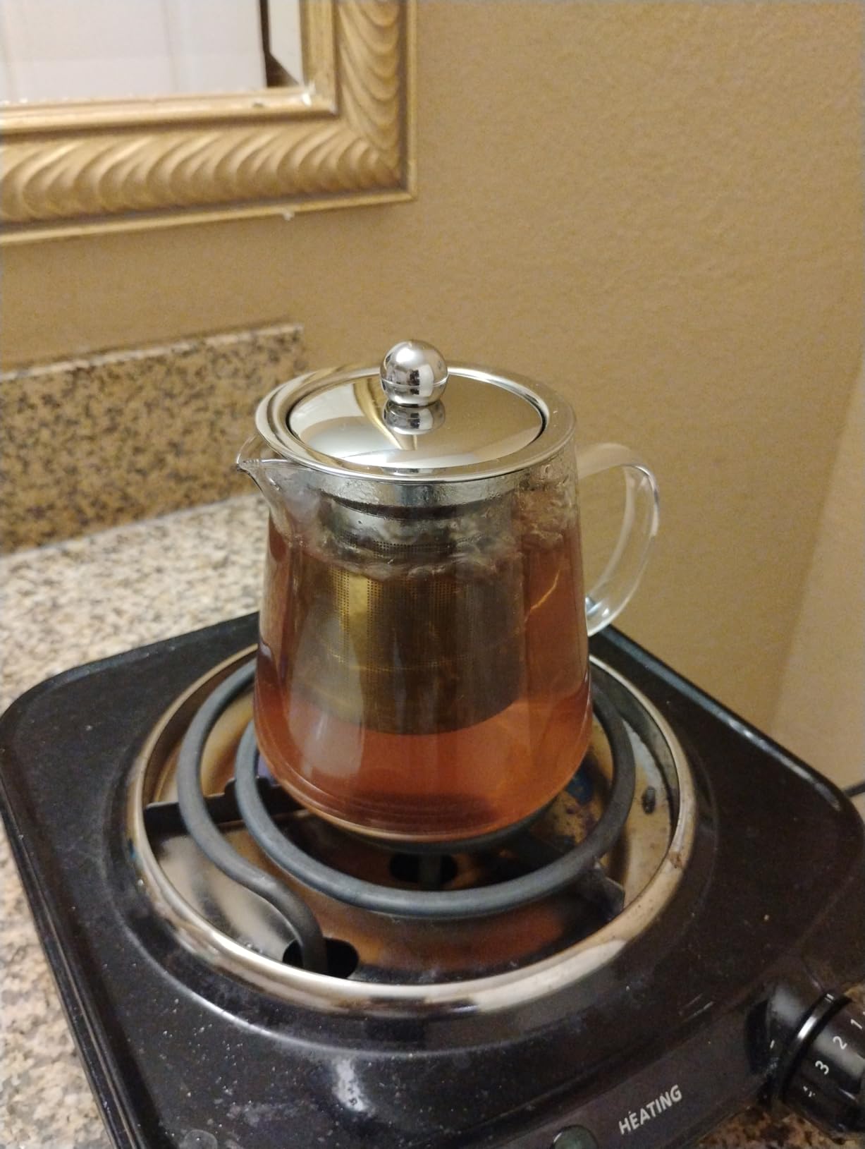 PARACITY Glass Teapot Stovetop 32 OZ, Borosilicate Clear Tea Kettle with Removable 18/8 Stainless Steel Infuser, Teapot Blooming and Loose Leaf Tea Maker Tea Brewer for Camping, Travel (950ML) customer photo 1