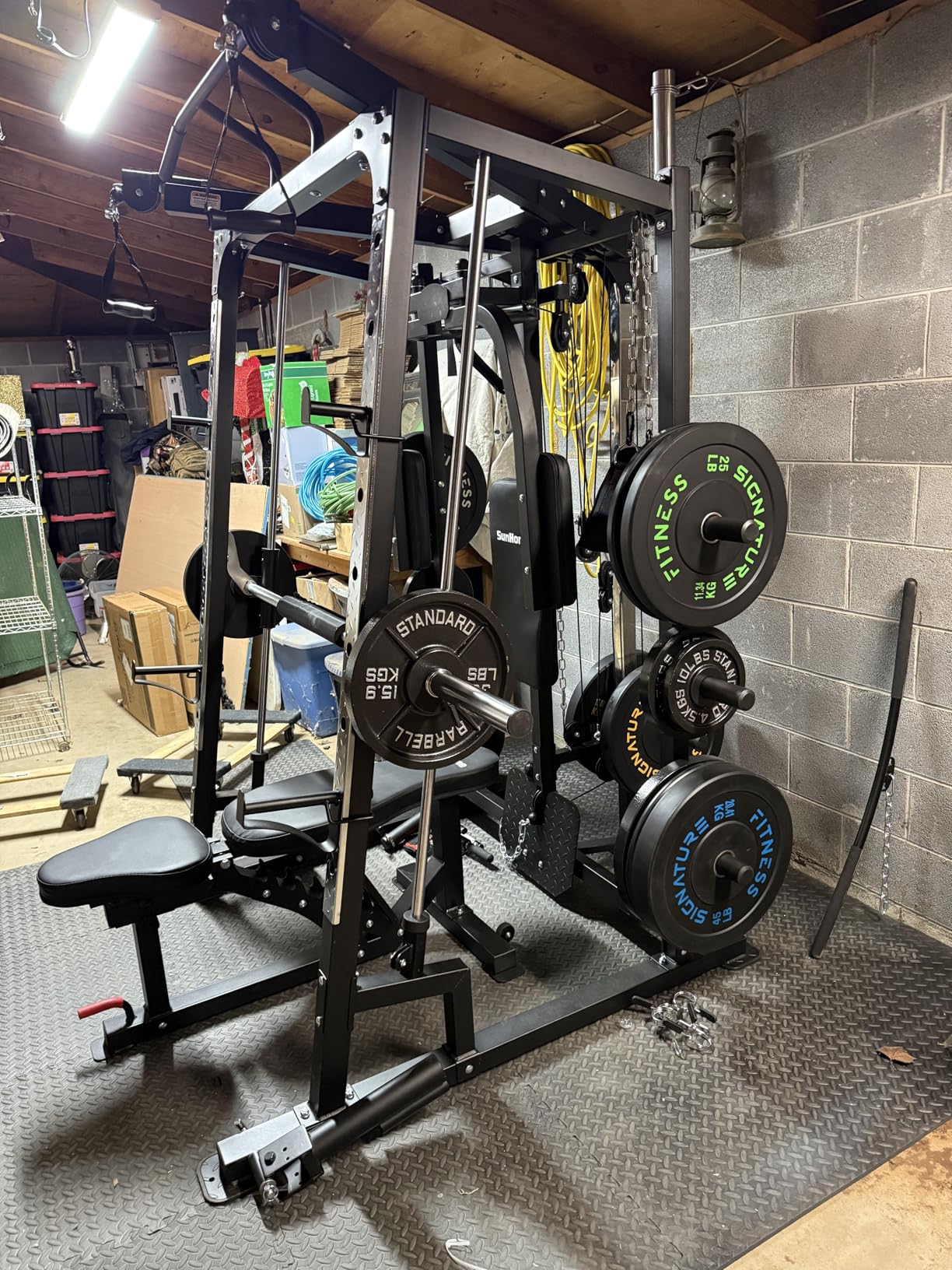 Smith Machine, Power Cage Squat Rack with Smith Bar, LAT Pull-Down Systems, Cable Crossover Machine and Cable Attachment for Home Gym customer photo 1