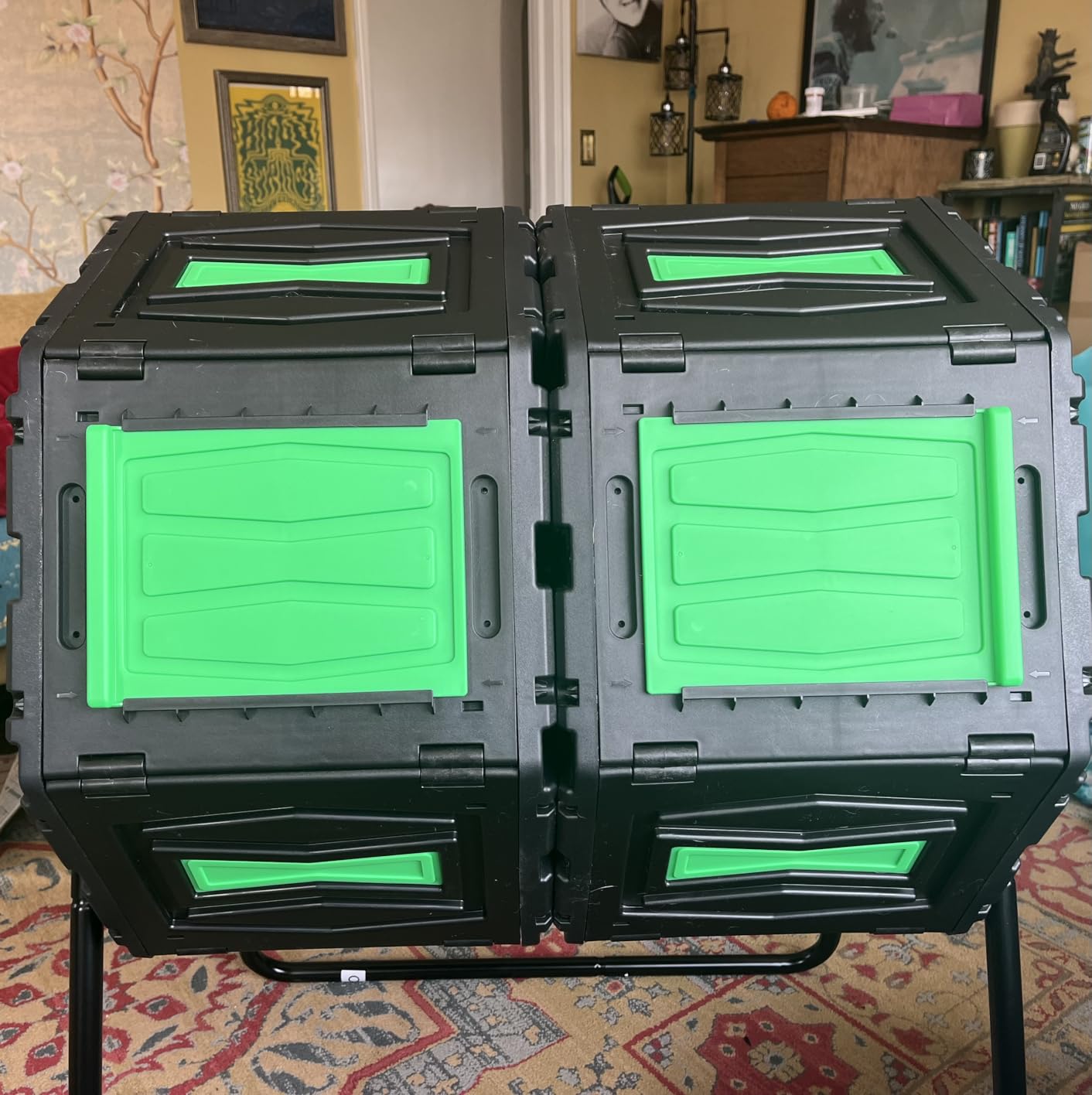 Compost Tumbler, Easy Assemble & Efficient Outdoor Compost Bin, 45 Gallon/170L Dual Chamber Rotating Composter, Orange Door customer photo 2