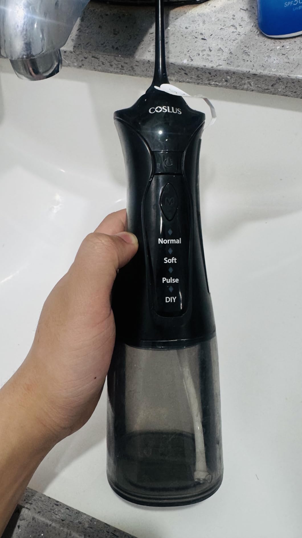 COSLUS Water Dental Flosser Pick for Teeth C30(FC5360): 4 Modes Cordless Portable 300ML Larger Tank Water Teeth Cleaner IPX7 Waterproof Flossing Cleaning Picks for Home Travel Black customer photo 2