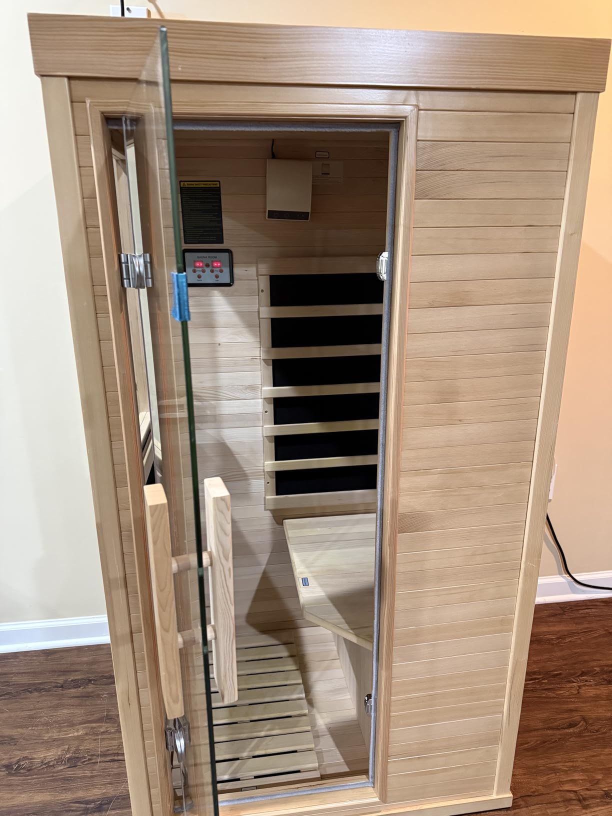 ZONEMEL Traditional Wooden Steam Sauna Room, 2 Person Canadian Hemlock Luxurious Indoor Sauna with 3.5 KW Harvia Stove Heater, Bluetooth Speaker, Sauna Stone, Wooden Bucket, Scoop, Reading Light, 220V customer photo 1