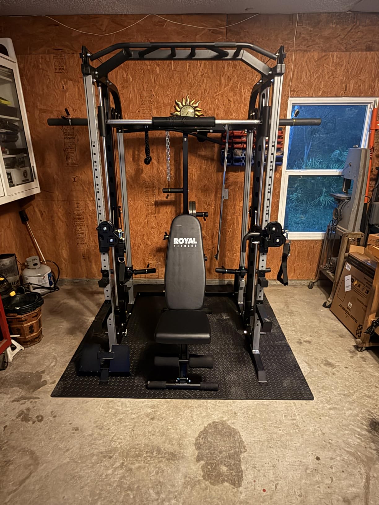 Smith Machine, Multifunctional Power Cage Rack with Smith Bar and Cable Pulley System, and LAT Pull Down Machine for Home Gym customer photo 1
