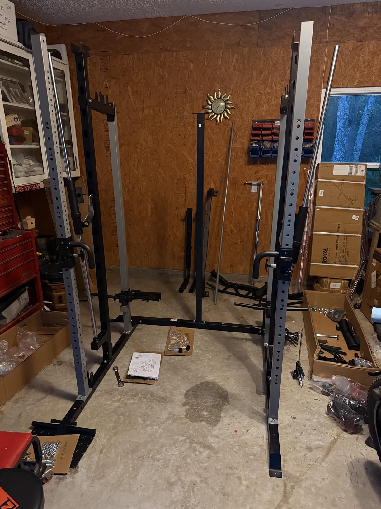 Smith Machine, Multifunctional Power Cage Rack with Smith Bar and Cable Pulley System, and LAT Pull Down Machine for Home Gym customer photo 2