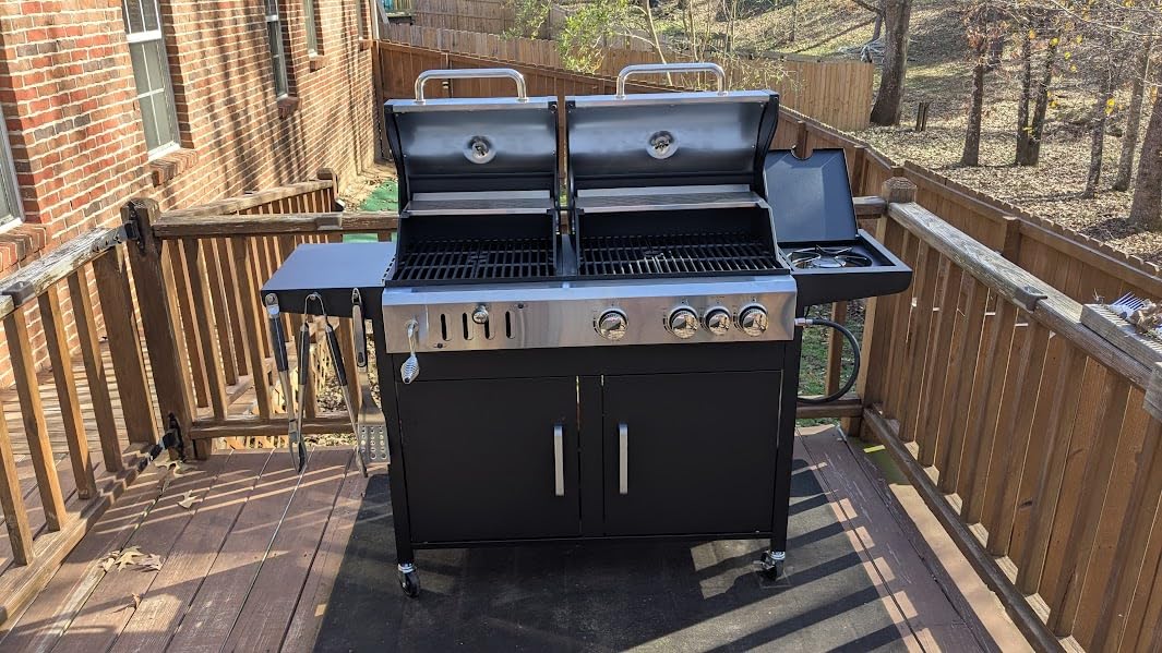 Captiva Designs Propane Gas Grill and Charcoal Grill Combo with Side Burner & Porcelain-Enameled Cast Iron Grate, Dual Fuel BBQ Grill for Outdoor Events & Backyard Barbecue, 690 SQIN Cooking Area customer photo 2