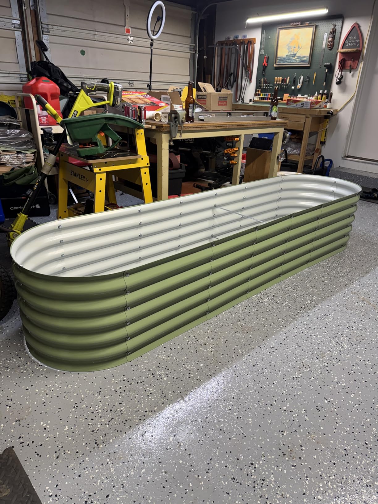 Kesfitt Raised Garden Bed, Metal Galvanized Steel Oval Garden Bed 8x2x1.5 ft with 18-Inch Deep Open-Bottom Design for Outdoor Vegetable Gardening, Fruit Green customer photo 2