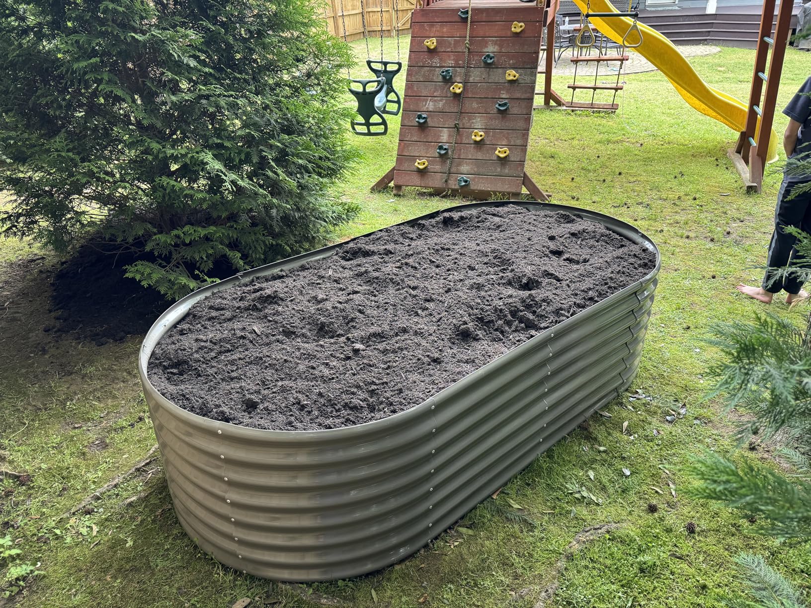 ANLEOLIFE 8x4x2ft Galvanized Raised Garden Bed Kit, Oval Metal Deep Root Planters for Outdoor Plants Vegetables Flowers Herb, Large Bottomless, 478 Gallon Capacity - Quartz Grey customer photo 2