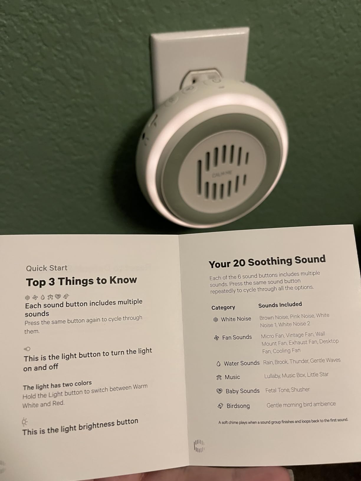 Wall Plug in White Noise Sound Machine for Office Privacy & Noise Canceling, White Noise Machine for Sleeping Adults & Baby, Therapy Noise Blocker with 20 Soothing Sounds & Nightlight by Calm Me. customer photo 2