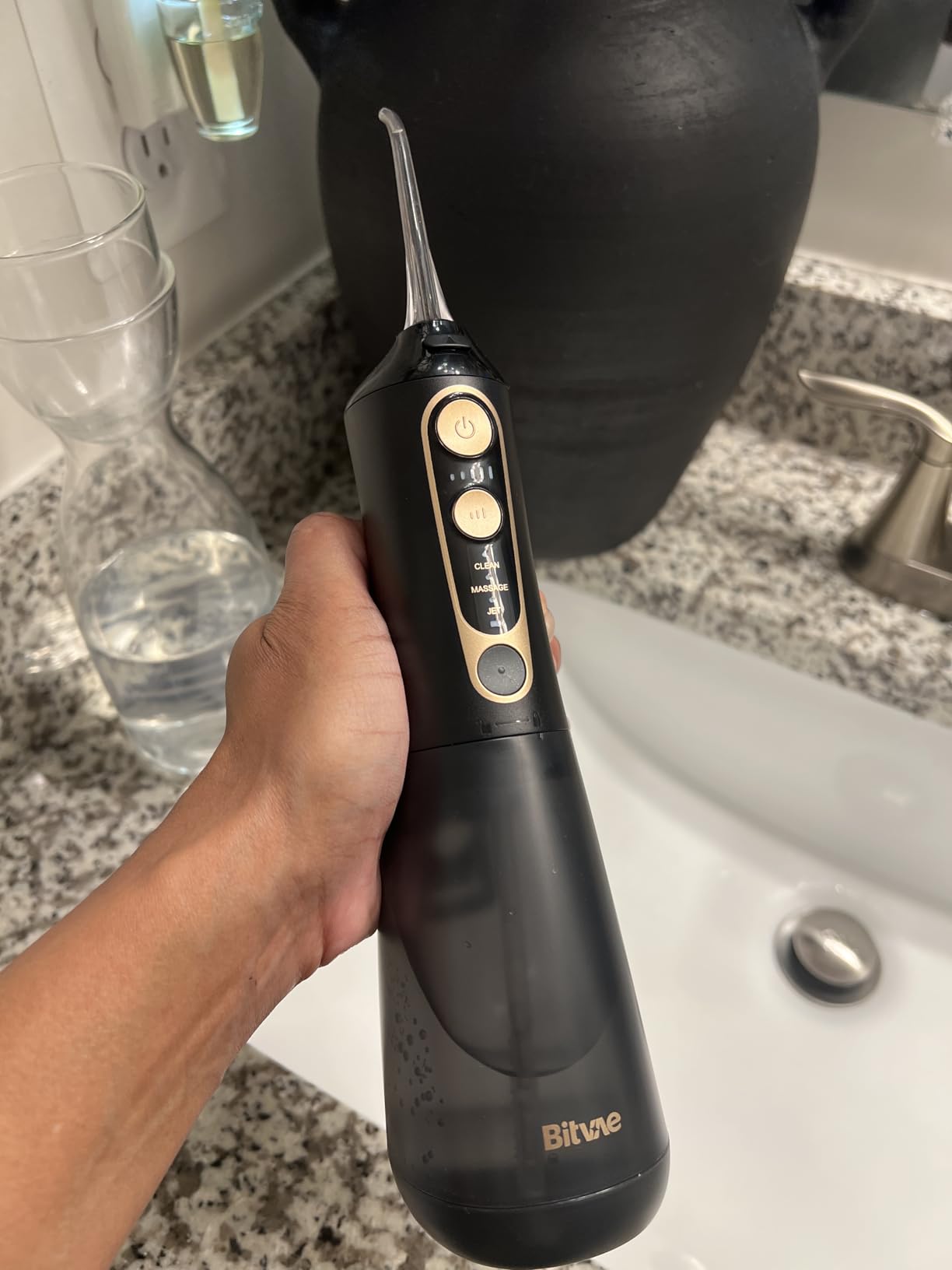 Bitvae C6 Water Dental Flosser for Teeth, Cordless Flosser for Travel with 6 Jet Tips, 3 Modes 5 intensities, IPX7 Waterproof Portable & Rechargeable Oral Irrigator Cleaner, Black customer photo 2