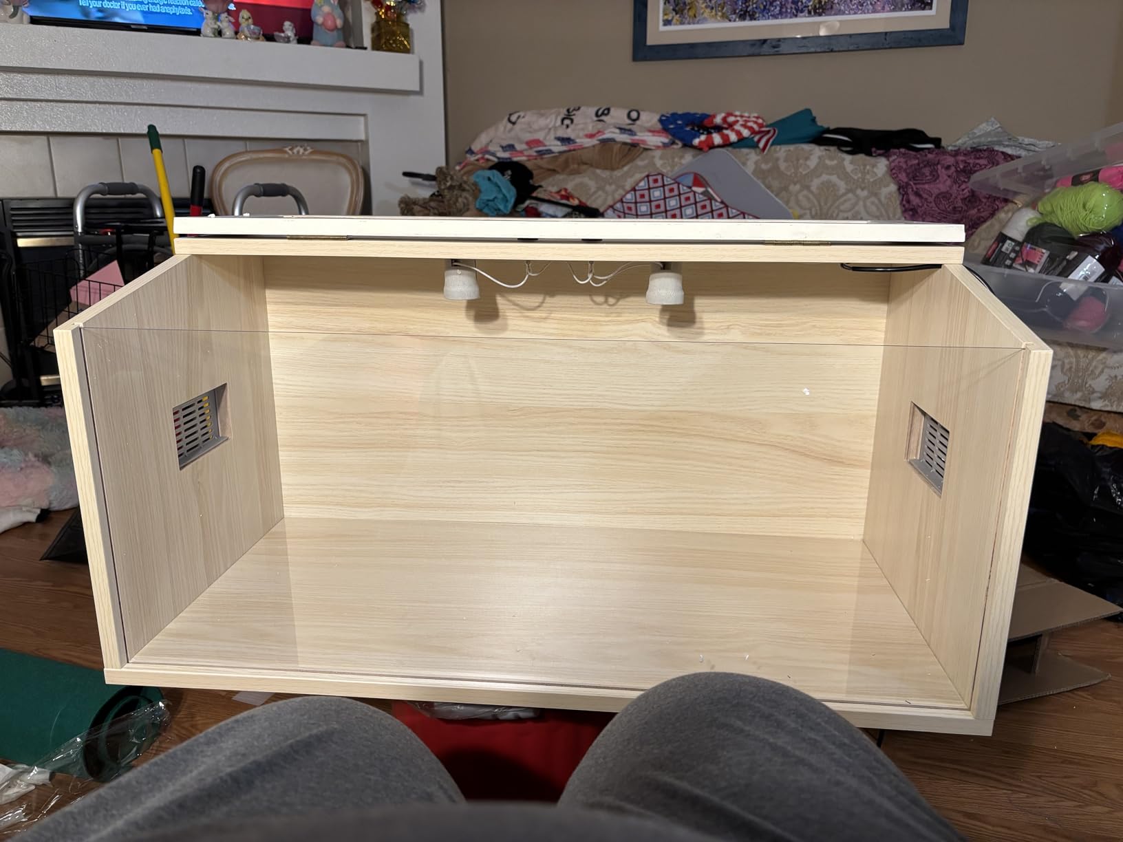 PROLEE Bearded Dragon Tank, Wooden Reptile Tank and Lizard Tank, Tempered Glass Large Bearded Dragon Enclosure with Built-in Lamp Fixture (40X20X20inch, 65 Gallons) customer photo 1