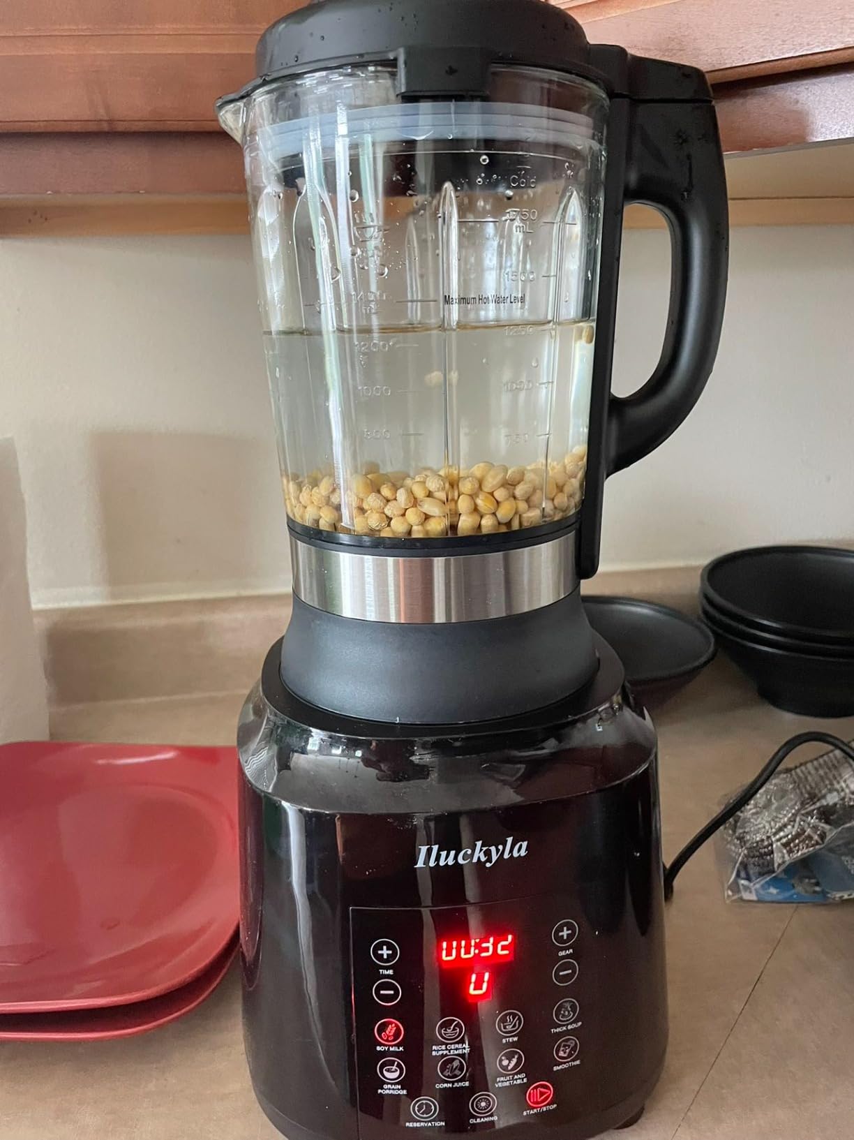 Countertop Food Blender, Hot Soup Maker, High-Speed Kitchen Food Processor with 9 One Touch Programs, 12H Preset, Self-Cleaning, Crushing, Mixing, Juices, Pureeing, Grinding, Chopping, Auto-shutoff, 60OZ, 1200W customer photo 2