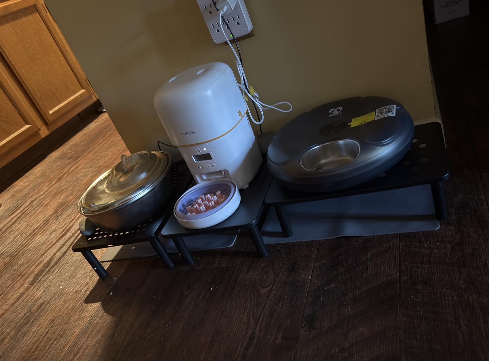 Casfuy Automatic Cat Feeder Cordless - Automatic Cat Food Dispenser with Stainless Steel Tray for Wet Food Rechargeable Auto Feeder for Cats Small Dogs with Programmable Timer Low Battery Indicator customer photo 1