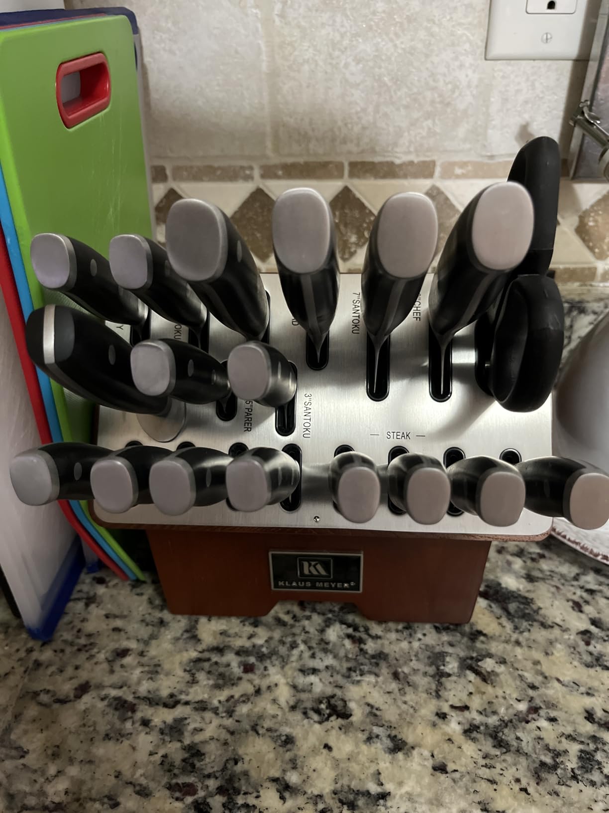 Klaus Meyer 19-Piece Knife Block Set with Sharpener, High Carbon German Stainless Steel (Stahl), Full-Tang Handles, Kitchen Knife Set customer photo 1