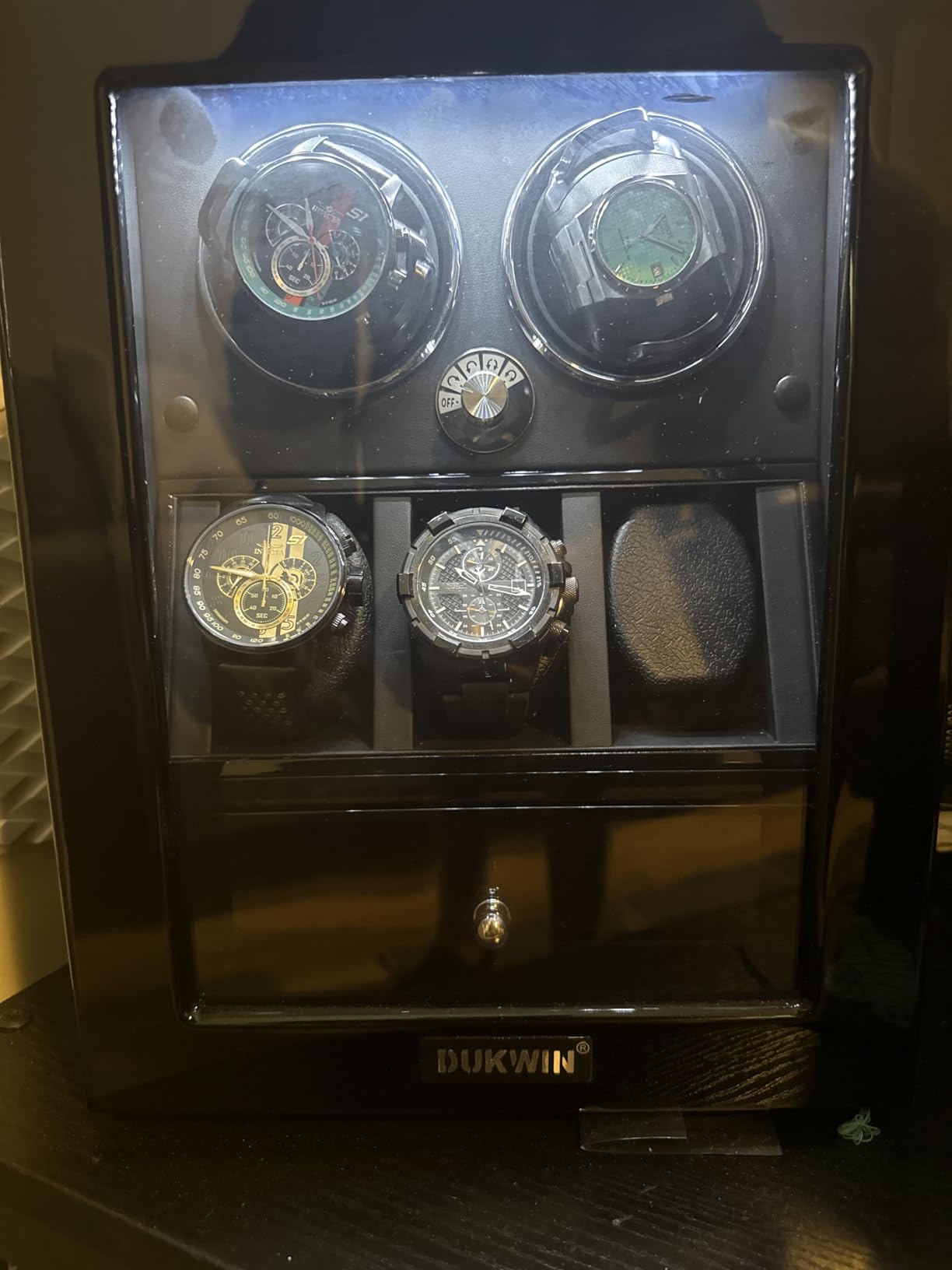 DUKWIN Watch Winder for 4/6/8 Automatic Watches, Lockable Winders with Watch Holders and Jewelry Storage, Super Quiet Motor with High-Gloss Finish, Built-in Illumination customer photo 1
