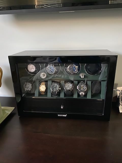 DUKWIN Watch Winder for 4/6/8 Automatic Watches, Lockable Winders with Watch Holders and Jewelry Storage, Super Quiet Motor with High-Gloss Finish, Built-in Illumination customer photo 2