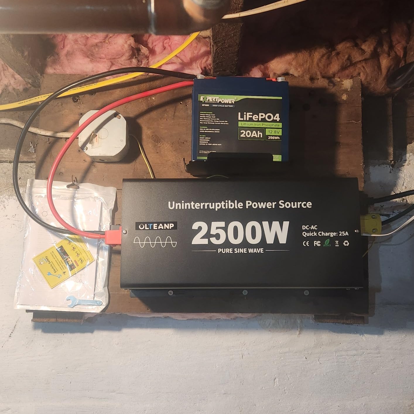 2500W Sump Pump Battery Backup System, Pure Sine Wave Inverter Charger with 25A Fast Charging, Auto Transfer Switch for Basement Flood Protection During Outages, LCD Remote, 12V Deep Cycle Compatible customer photo 2