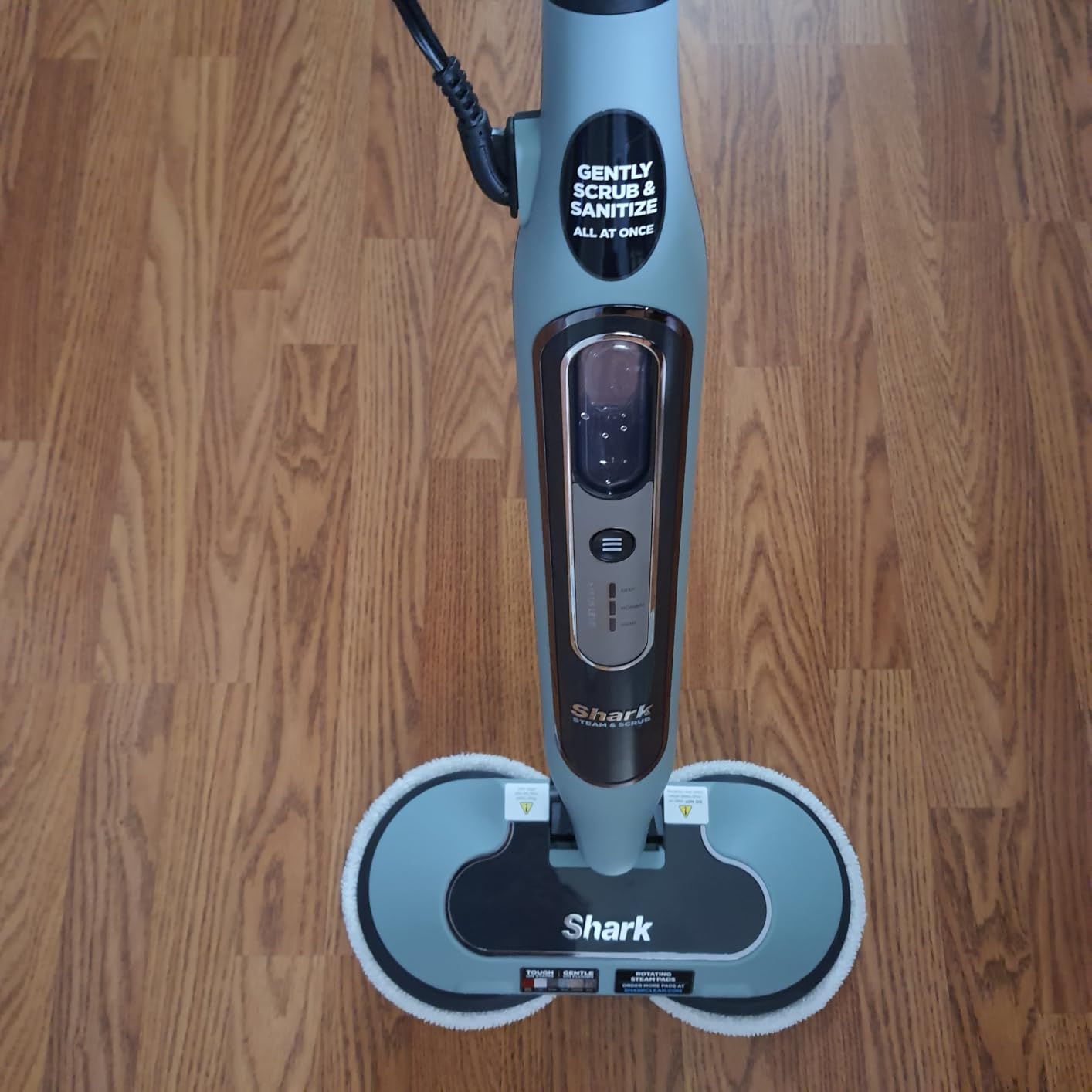 Shark Steam & Scrub Steam Mop, All-in-One Scrubbing and Sanitizing Hard Floor Cleaner, LED Headlights, 4 Dirt Grip Soft Scrub Pads Included, XL Water Tank, Swivel Steering, Hawaiian Grey, S8001 customer photo 1
