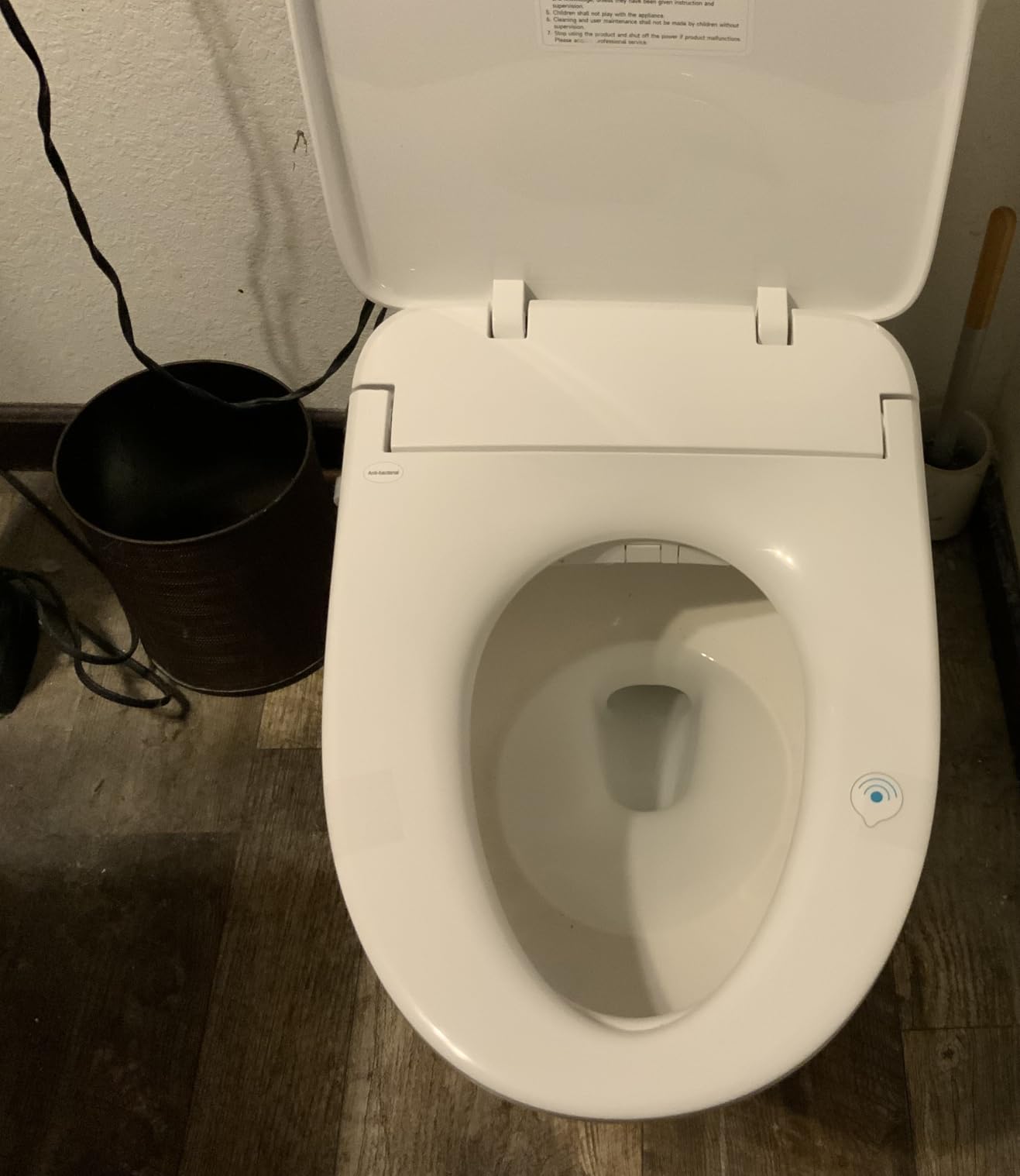 ALPHA BIDET iX Pure Bidet Toilet Seat in Elongated White, Ultra Low Profile, Endless Warm Water, Arced Stainless Steel Nozzle, Blue LED Nightlight, Dryer customer photo 1