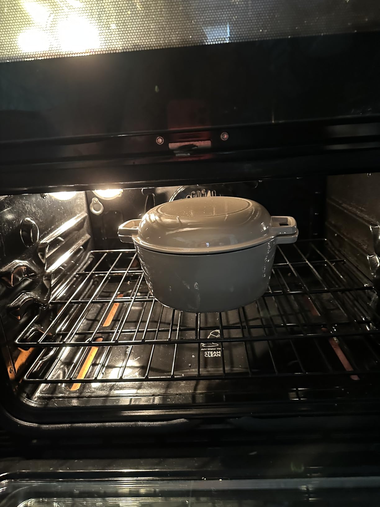TeamFar 5 Quart Dutch Oven, 2 In 1 Enameled Cast Iron Dutch Oven Pot Cookware with Skillet Lid, for Bread Baking Braising Stewing Roasting (Khaki) customer photo 2