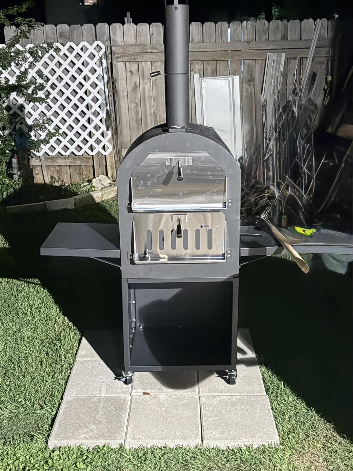 Giantex Pizza Oven Outdoor - Wood Fired Pizza Oven with 2 Side Tables, Pizza Stone, Pizza Peel, Cover, Cooking Grids, Pizza Maker on Wheels for Outside Charcoal Grill Backyard Party Camping customer photo 1