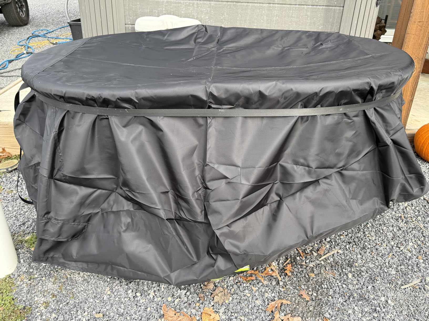 Rubermaid 100 Gallon Waterproof Stock Tank Cover with Zipper, Rectangular Cold Plunge Oval Ice Bath Tub Horse Livestock Water Trough Insulated Cover for Outdoor Polar Protector 100 Gal Hot Tub customer photo 2