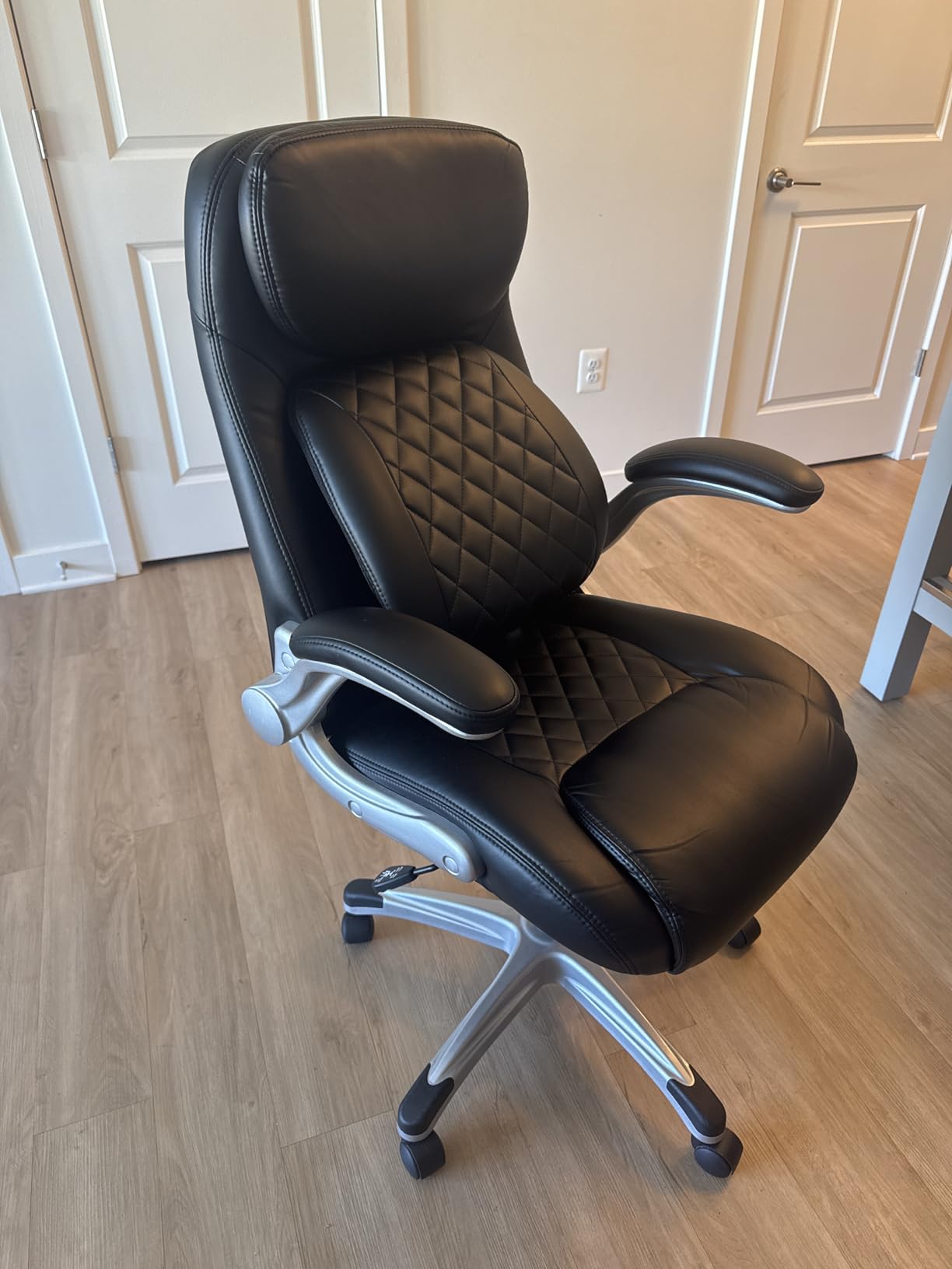 Nouhaus Ergonomic Office Chair Premium Microfiber Leather Adjustable Lumbar Support & Armrests, High Back Comfy Desk Gaming Chairs Executive Computer Swivel Chair Tilt Function (Posture, Black) customer photo 1