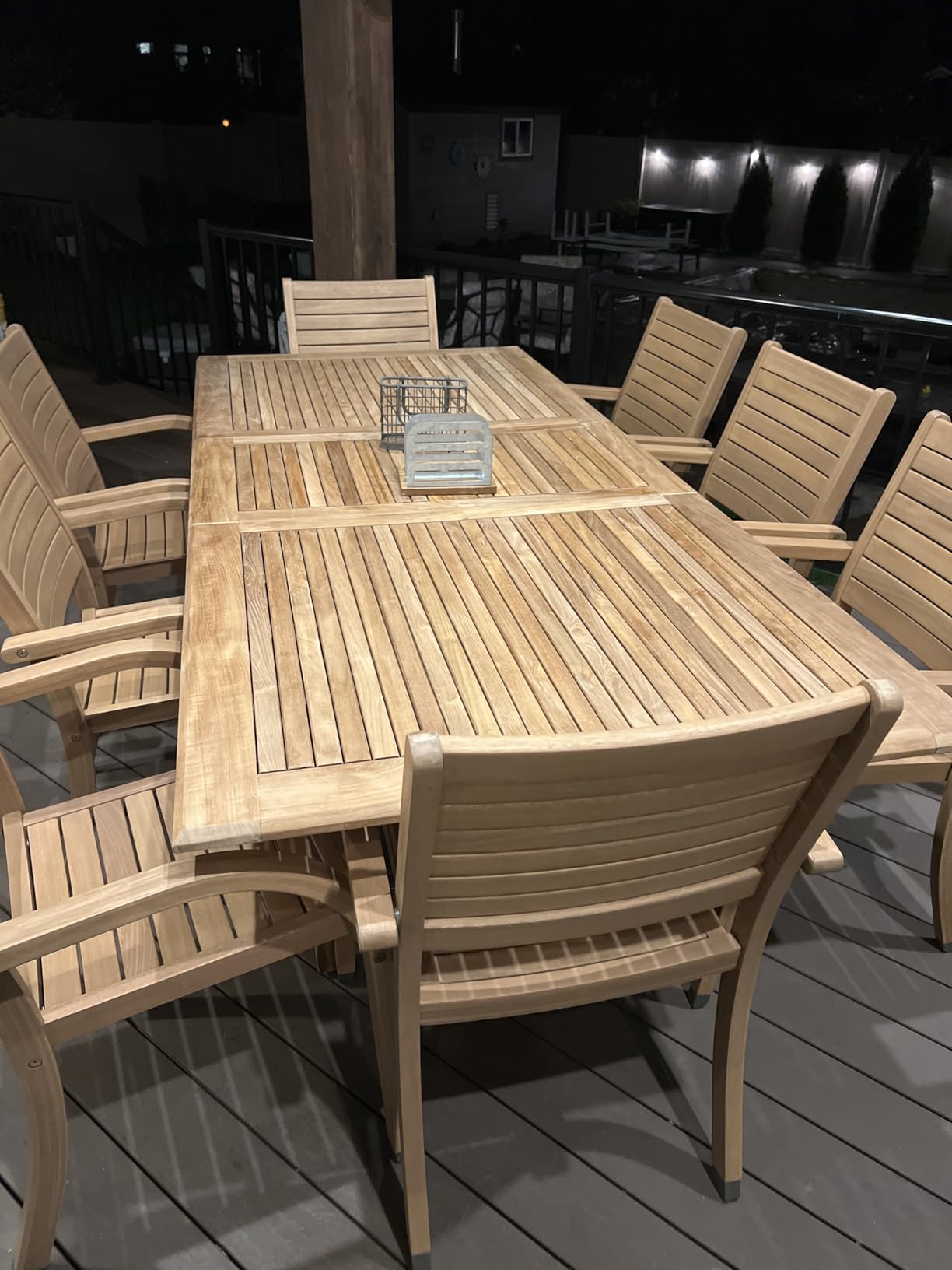 Urban Elements Mykonos 9-Piece Rectangular Patio Furniture Set | 100% Certified Teak | Backyard Furniture, Outside Table and Chairs, Rectangular Outdoor Dining Set customer photo 2