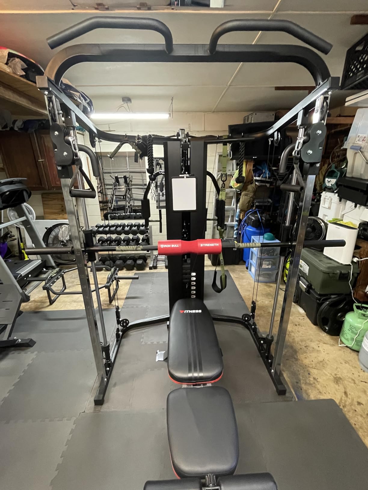Multifunction Home Gym Equipment Workout Station, Smith Machine with 138LB Weight Stack, Leg Press, LAT Station for Full Body Training customer photo 2