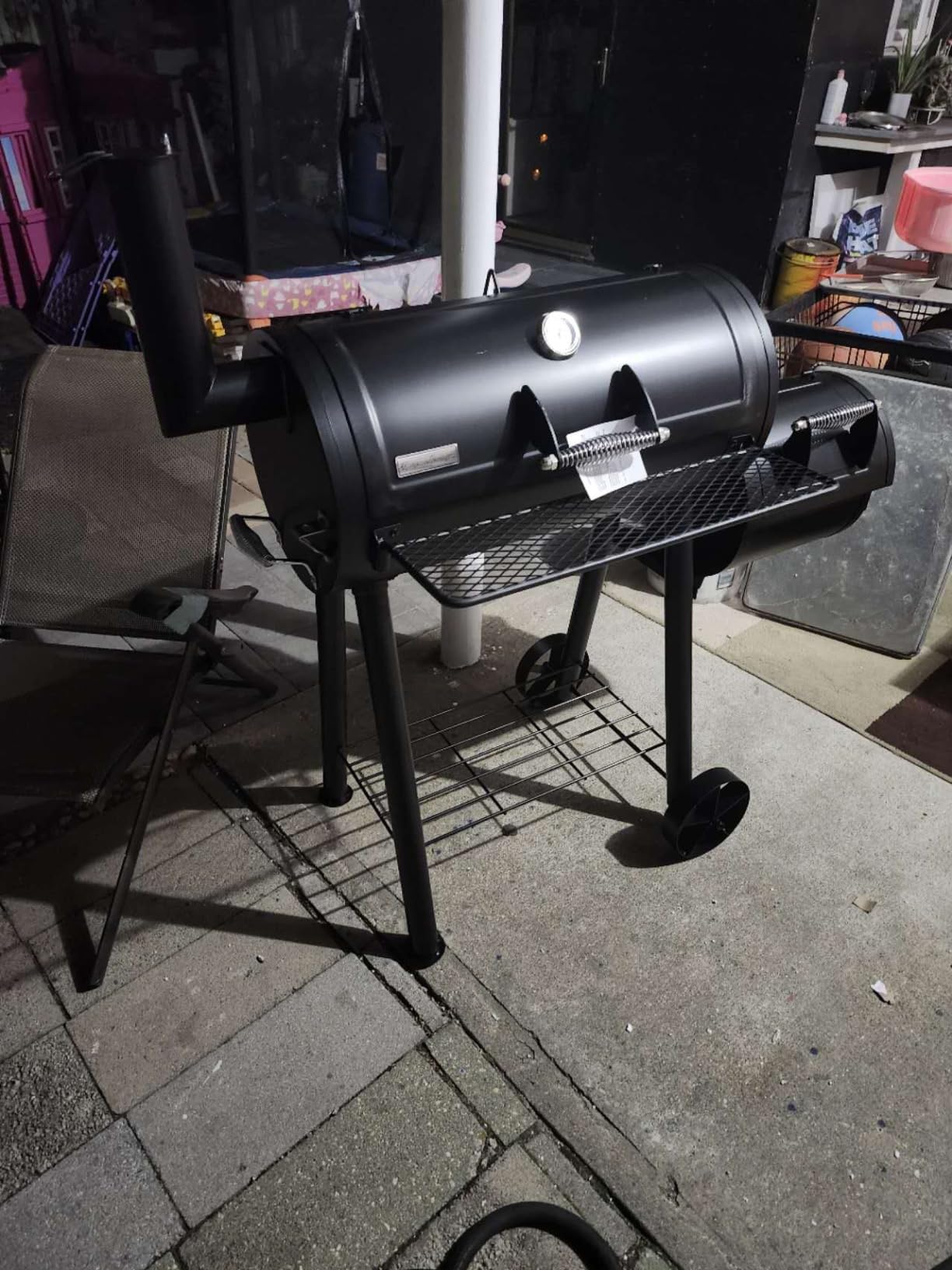 GREEN PARTY Offset Smoker Charcoal Grills with 37 Inch Cook Chamber, Barrel Smoker and Charcoal Grill Combo, 941 Sq. In. Space Barrel Smoker Grill for Outdoor BBQ Patio Backyard Cooking customer photo 1
