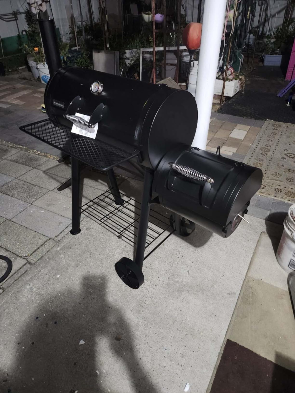 GREEN PARTY Offset Smoker Charcoal Grills with 37 Inch Cook Chamber, Barrel Smoker and Charcoal Grill Combo, 941 Sq. In. Space Barrel Smoker Grill for Outdoor BBQ Patio Backyard Cooking customer photo 2
