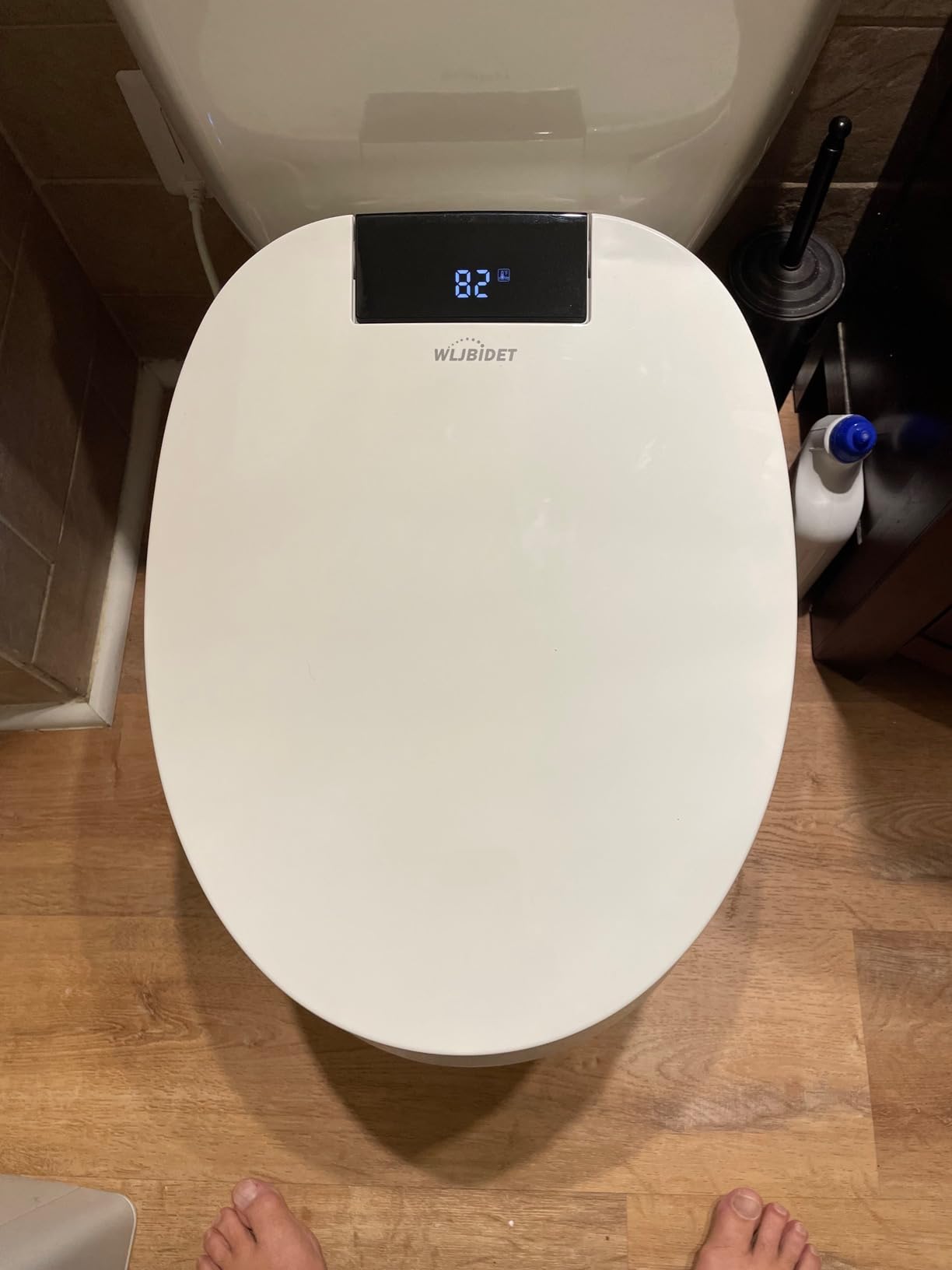 WLJBIDET Bidet Toilet Seat with Remote Control, Electronic Heated Bidet Seat with Adjustable Warm Water and Pressure, Warm Air Drying, Display Screen, Night Light, Slow Closed Toilet Lid, Elongated customer photo 1
