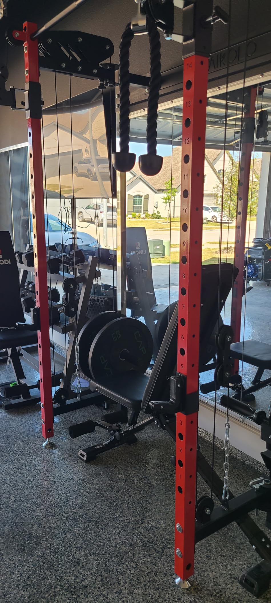 Mikolo Folding Squat Rack, Wall Mounted Power Rack with Cable Crossover Machine & LAT Pull Down, Functional Trainer with 5 Adjustable Function Modes, for Home Gym and Space Saving customer photo 1