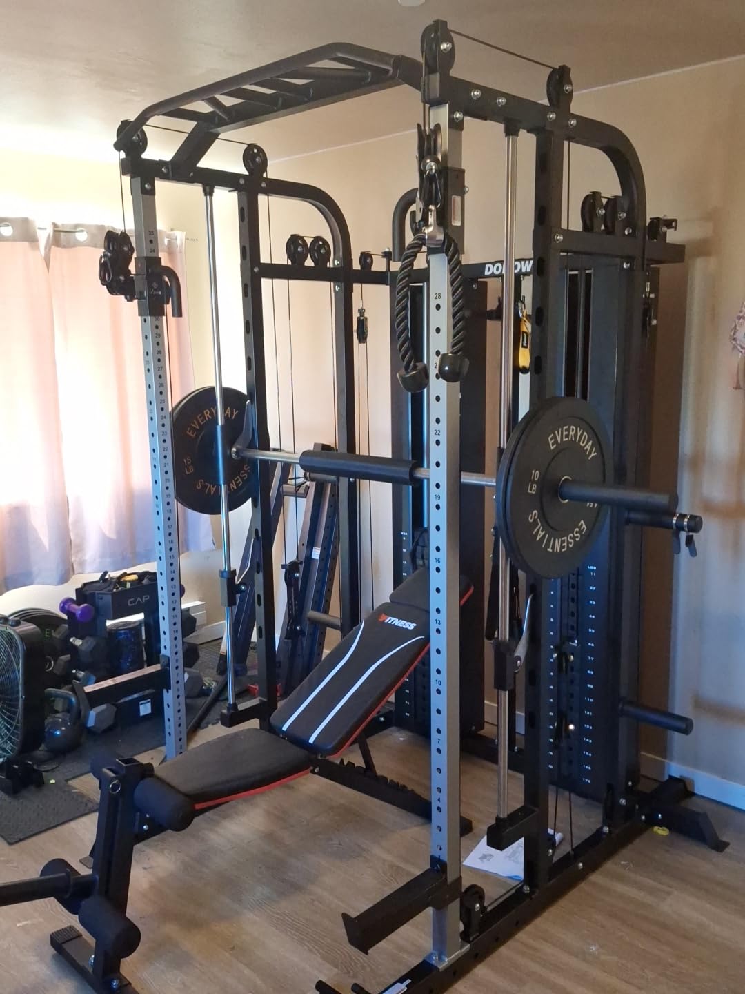 DONOW Smith Machine with Weight Stacks, Multi Function Home Gym System Training Power Cage Squat Rack Dual Cable Crossover Machine All in One customer photo 1