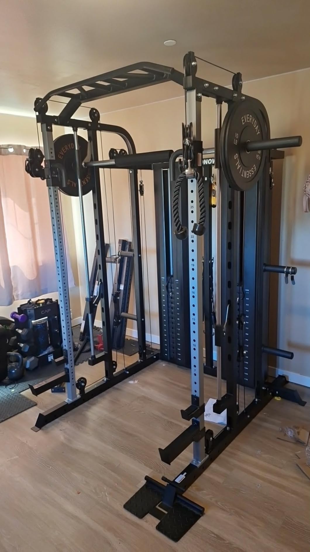 DONOW Smith Machine with Weight Stacks, Multi Function Home Gym System Training Power Cage Squat Rack Dual Cable Crossover Machine All in One customer photo 2
